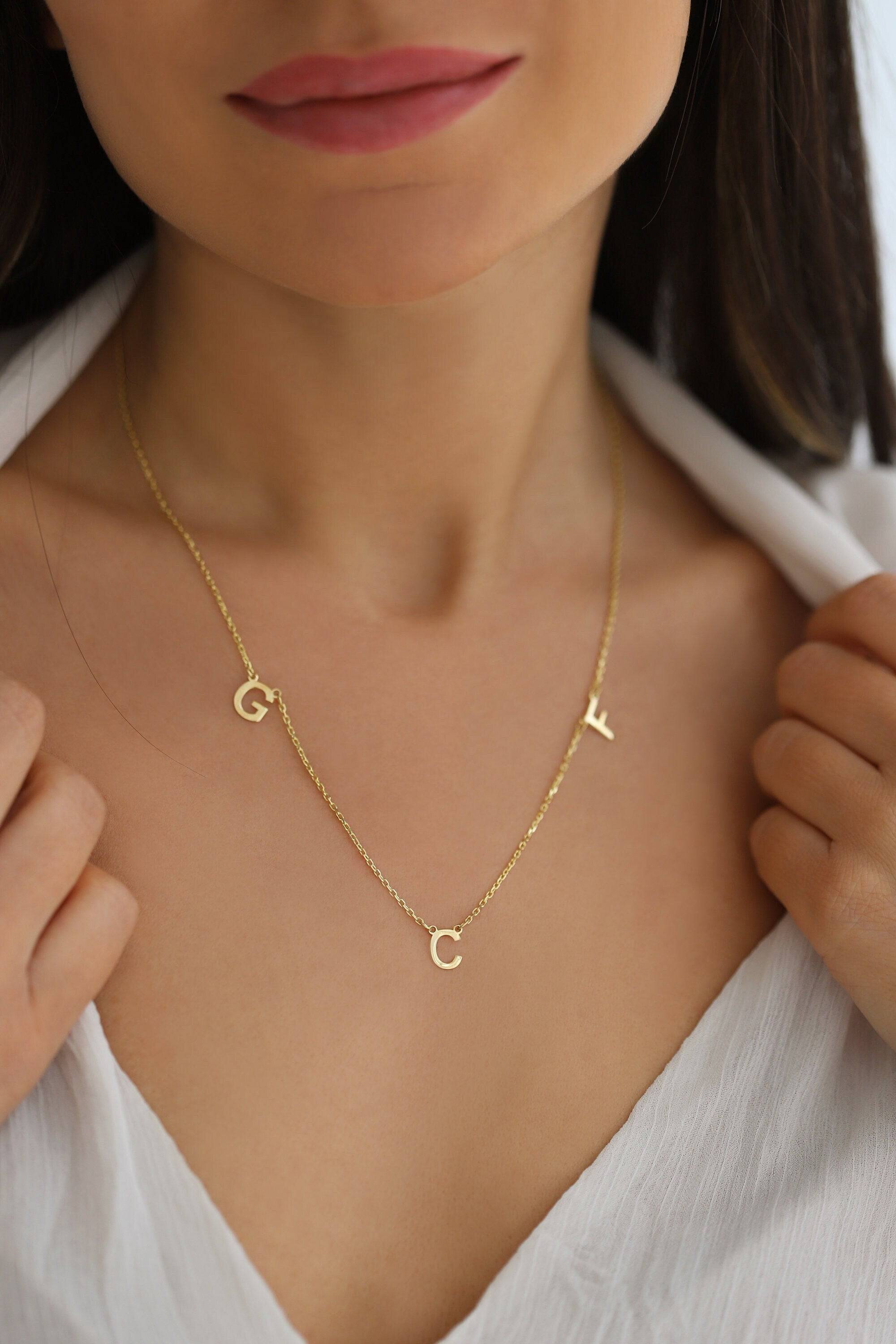 Personalized Initial Letter Necklace, 18K Gold-Plated Sterling Silver