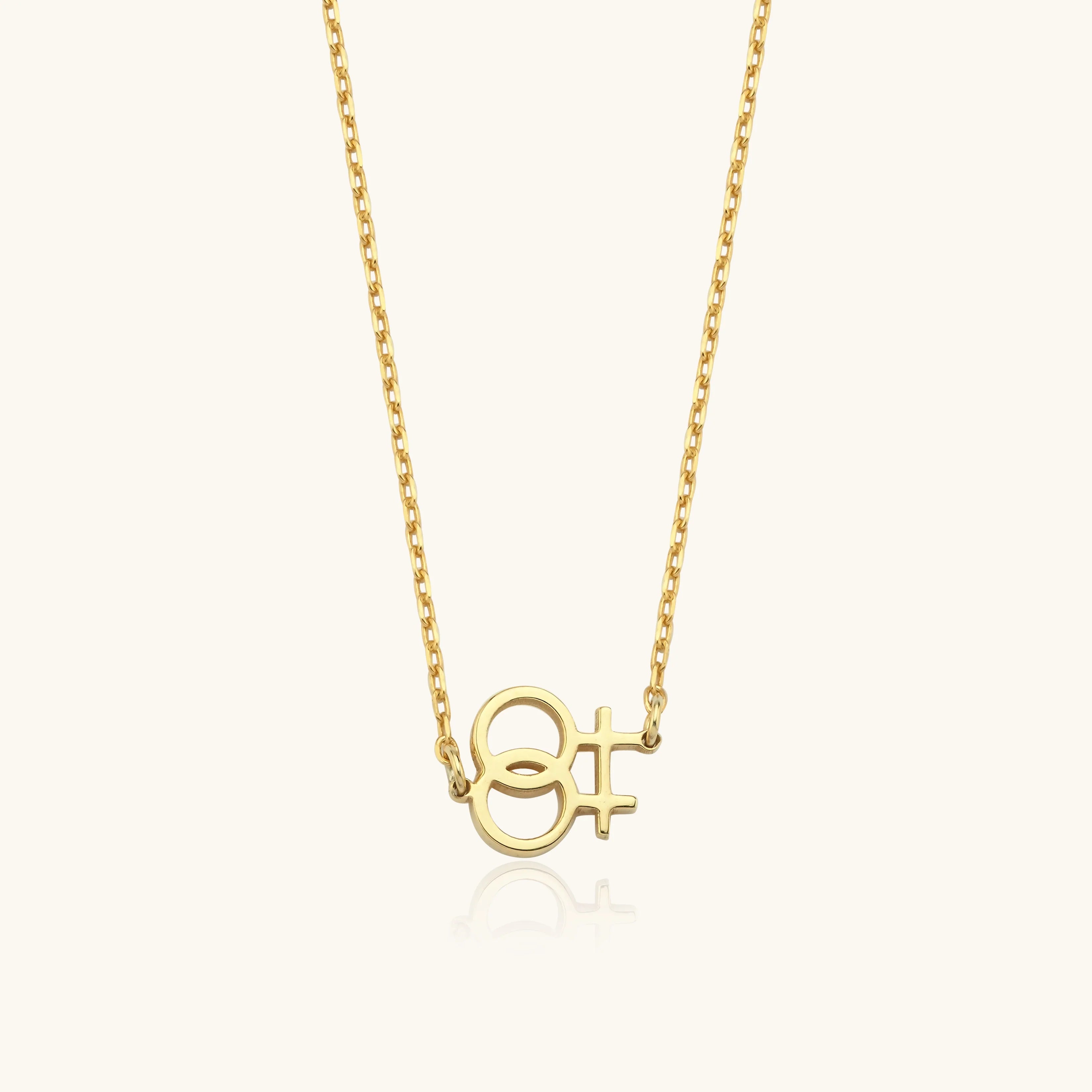 Double Venus Symbol Side Necklace - 18K Gold-Plated Sterling Silver
