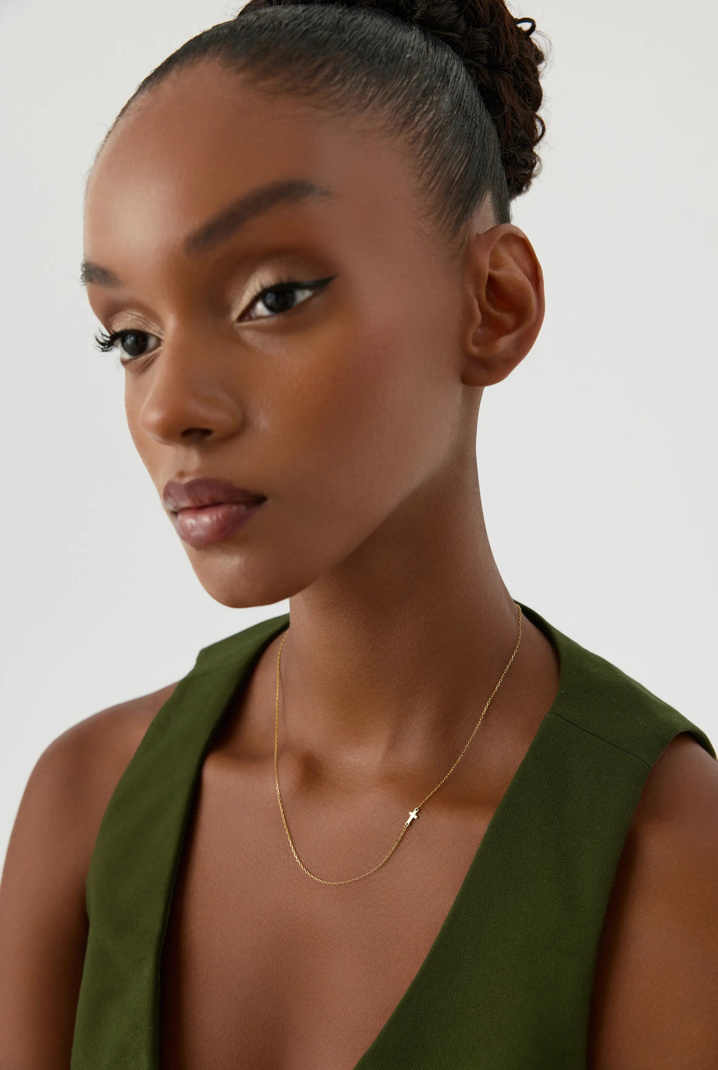 Gold Sideways Cross Necklace – 18K Gold Plated 925K Sterling Silver Minimalist Necklace