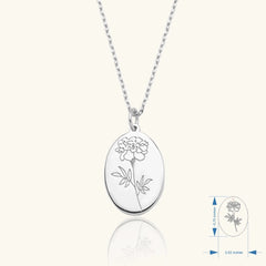 Midi Birth Flower Necklace – Oval 18K Gold Birthflower Necklace Gift for Women