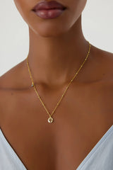 Dainty Tree of Life Turquoise Stone Necklace, 18K Gold-Plated Sterling Silver