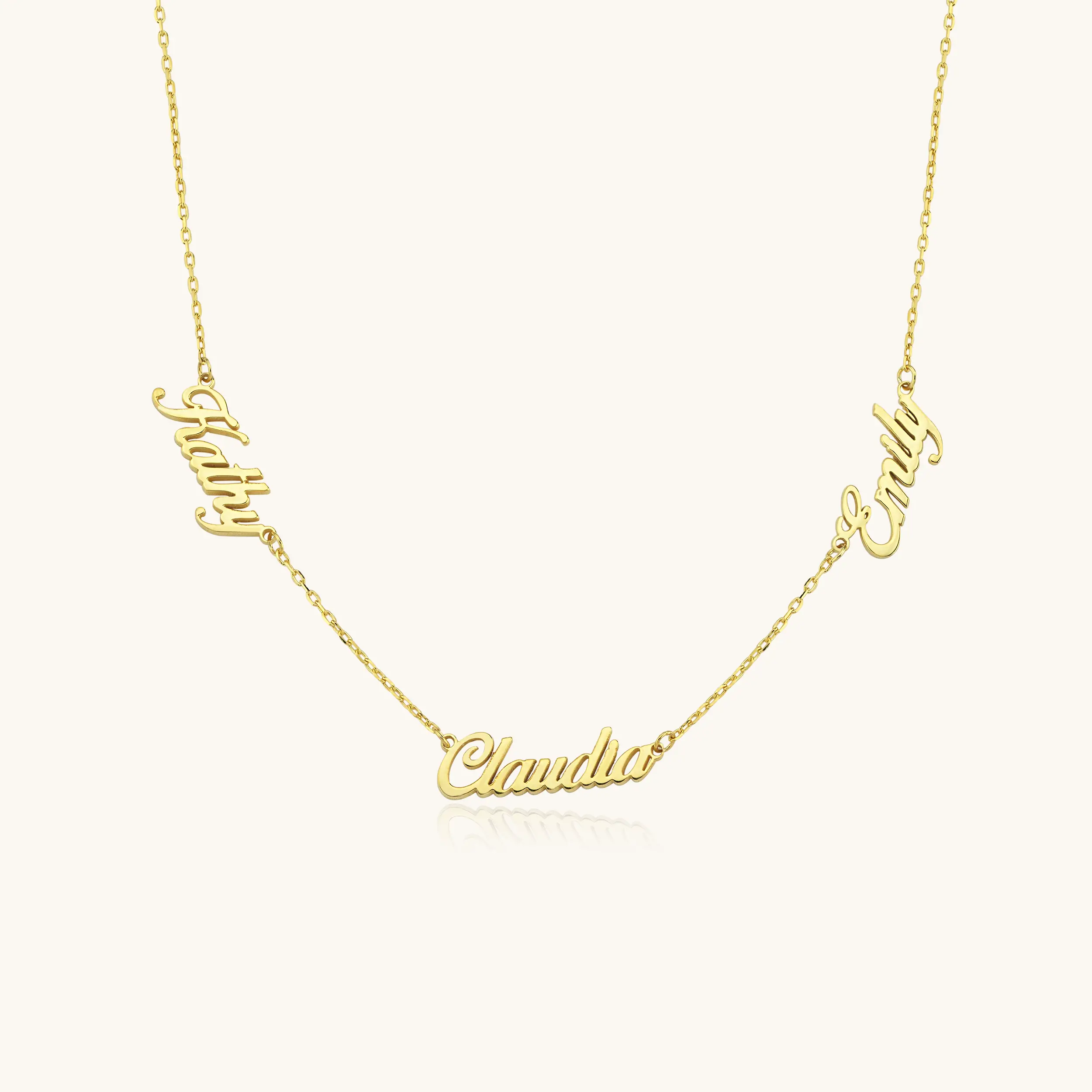 Personalized Multiple Family Name Necklace - 18K Gold-Plated Sterling Silver