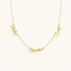 Personalized Multiple Family Name Necklace - 18K Gold-Plated Sterling Silver