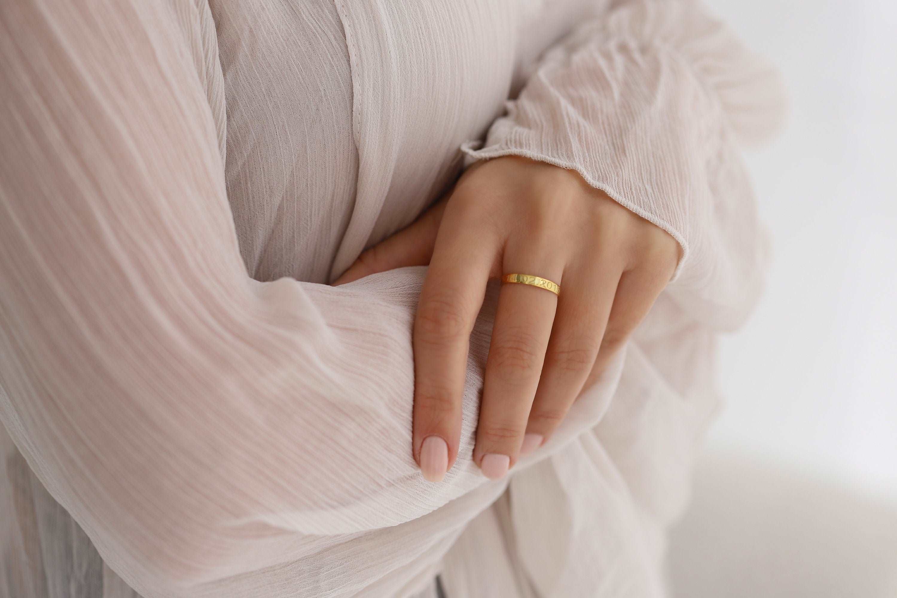 Custom Date Engraved Ring – 18K Gold-Plated Sterling Silver