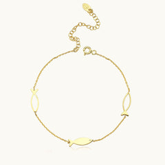 Minimalist Gold Fish Bracelet, 18K Gold-Plated Sterling Silver