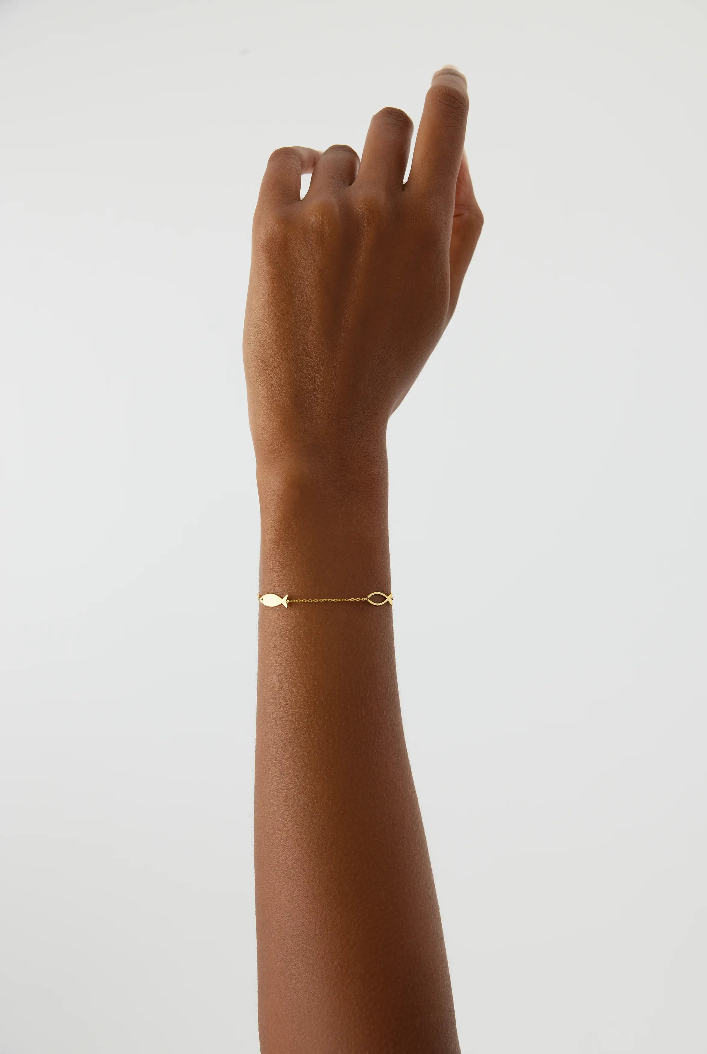 Minimalist Gold Fish Bracelet, 18K Gold-Plated Sterling Silver