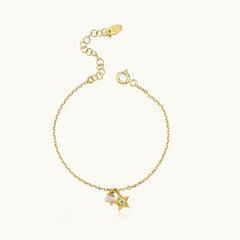 Star Charm Bracelet – 18K Gold-Plated Sterling Silver with Pearl Accent