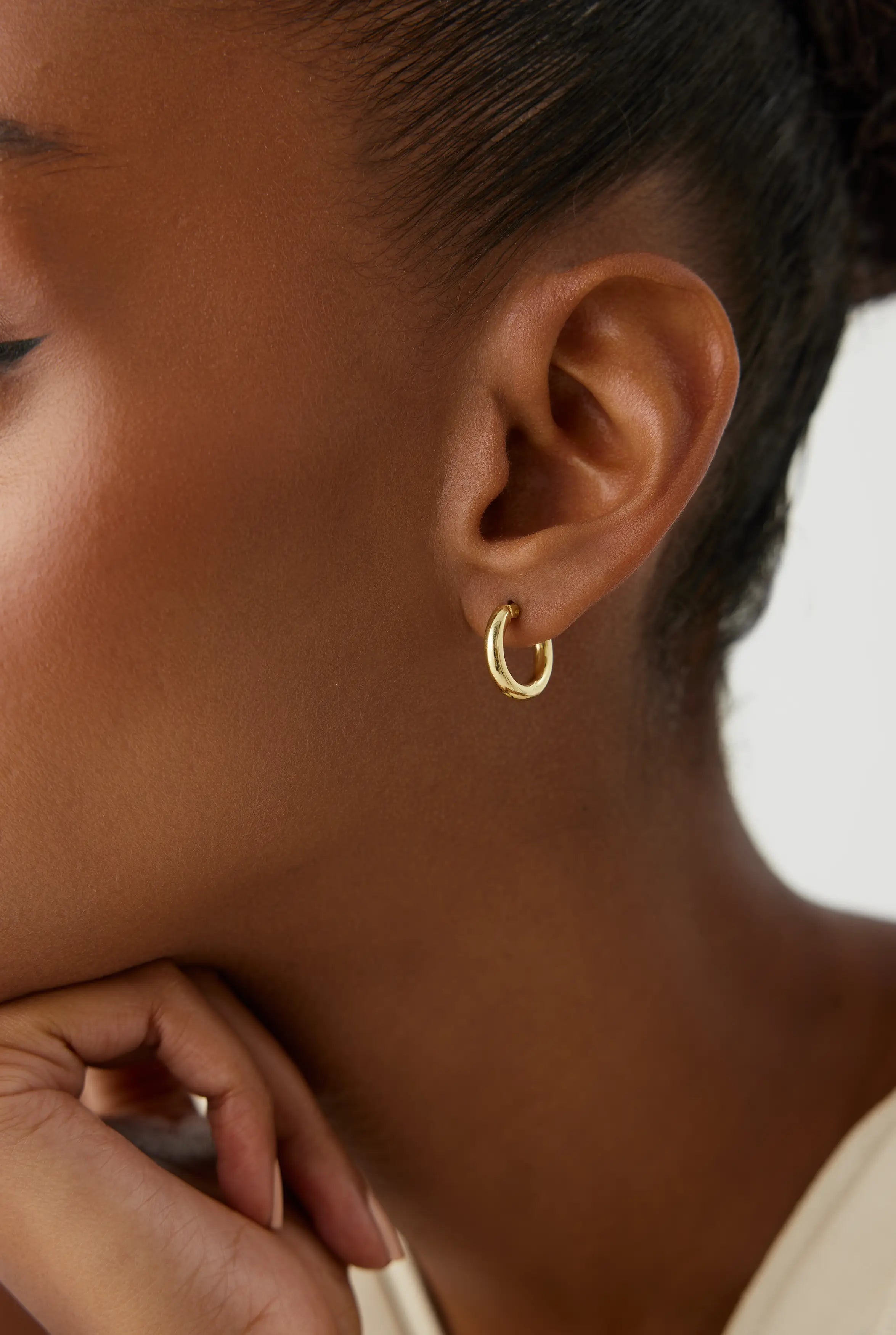 Classic Small Gold Huggie Hoop Earrings, 18K Gold-Plated Sterling Silver Minimalist Jewelry