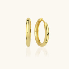 Polished Gold Huggie Hoop Earrings – 18K Gold-Plated Sterling Silver Minimalist Jewelry