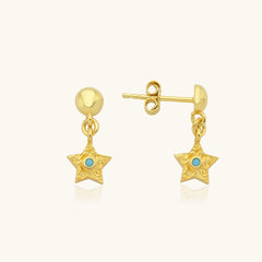 Star Drop Earrings – 18K Gold-Plated Sterling Silver with Turquoise Accents