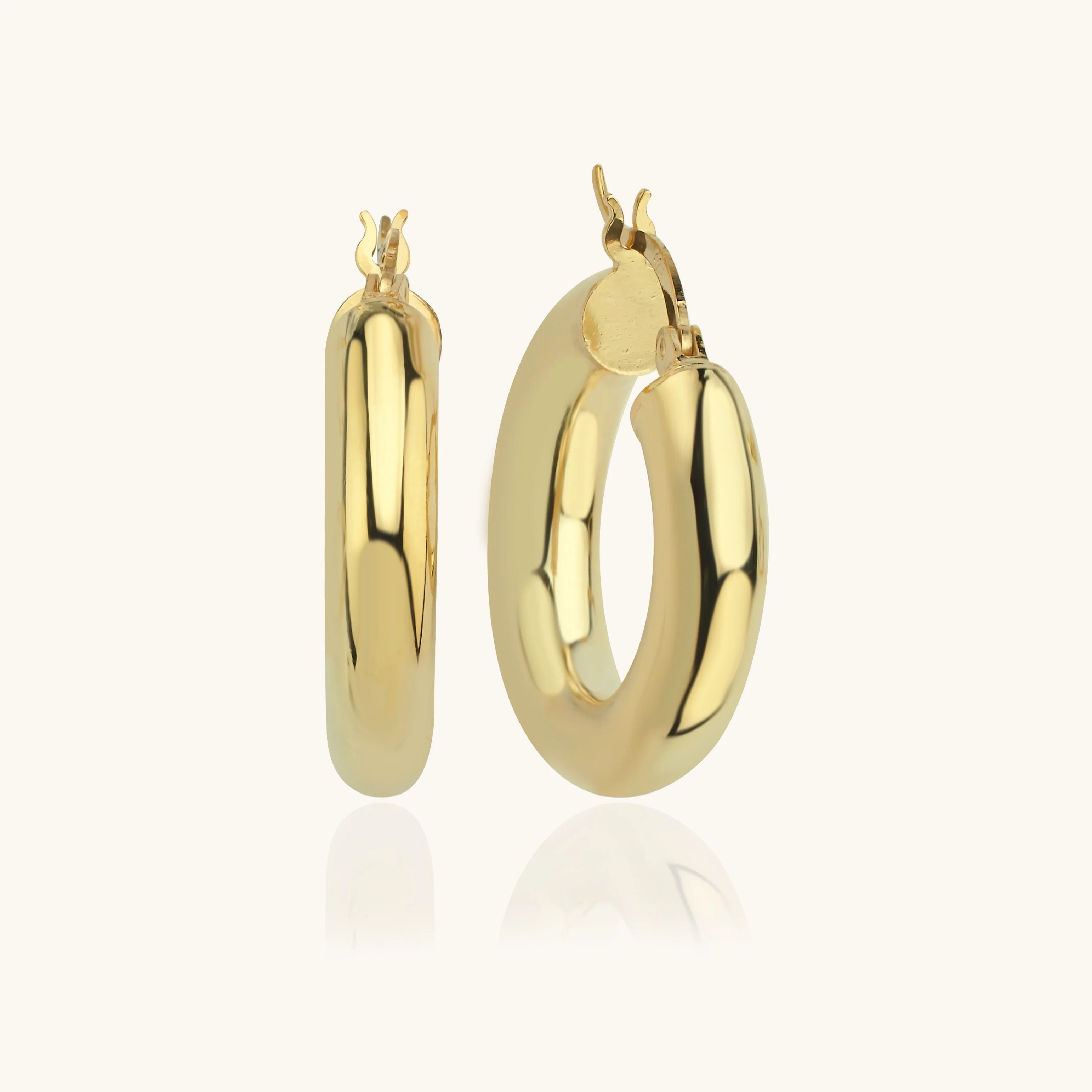 Thick Gold Hoop Earrings – 18K Gold-Plated Sterling Silver Statement Jewelry