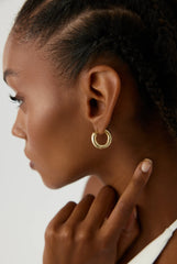 Thick Gold Hoop Earrings – 18K Gold-Plated Sterling Silver Statement Jewelry