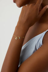 Dainty Tree of Life Turquoise Stone Bracelet, 18K Gold-Plated Sterling Silver