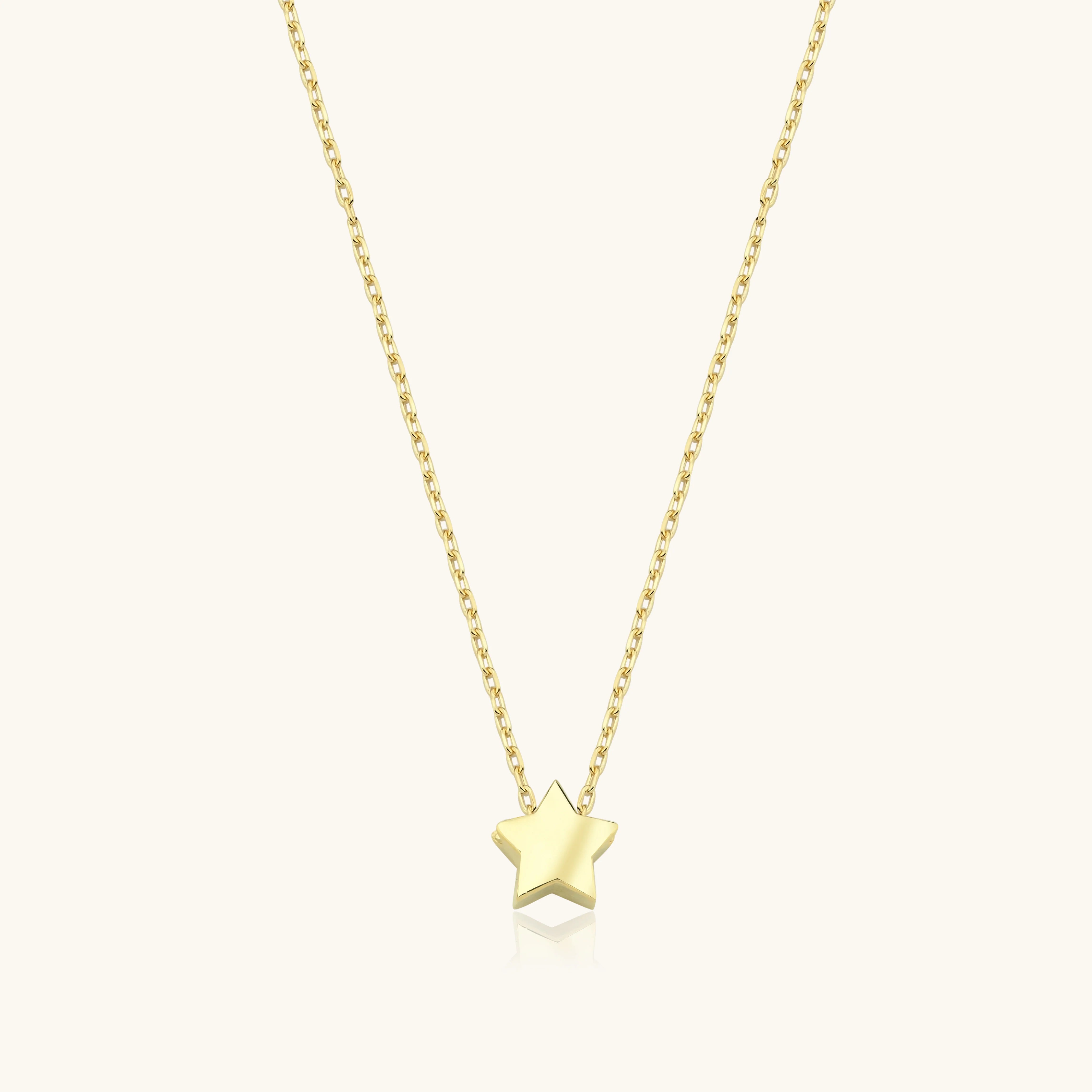 Minimalist Gold Star Necklace, 18K Gold-Plated Sterling Silver Celestial-Inspired Jewelry