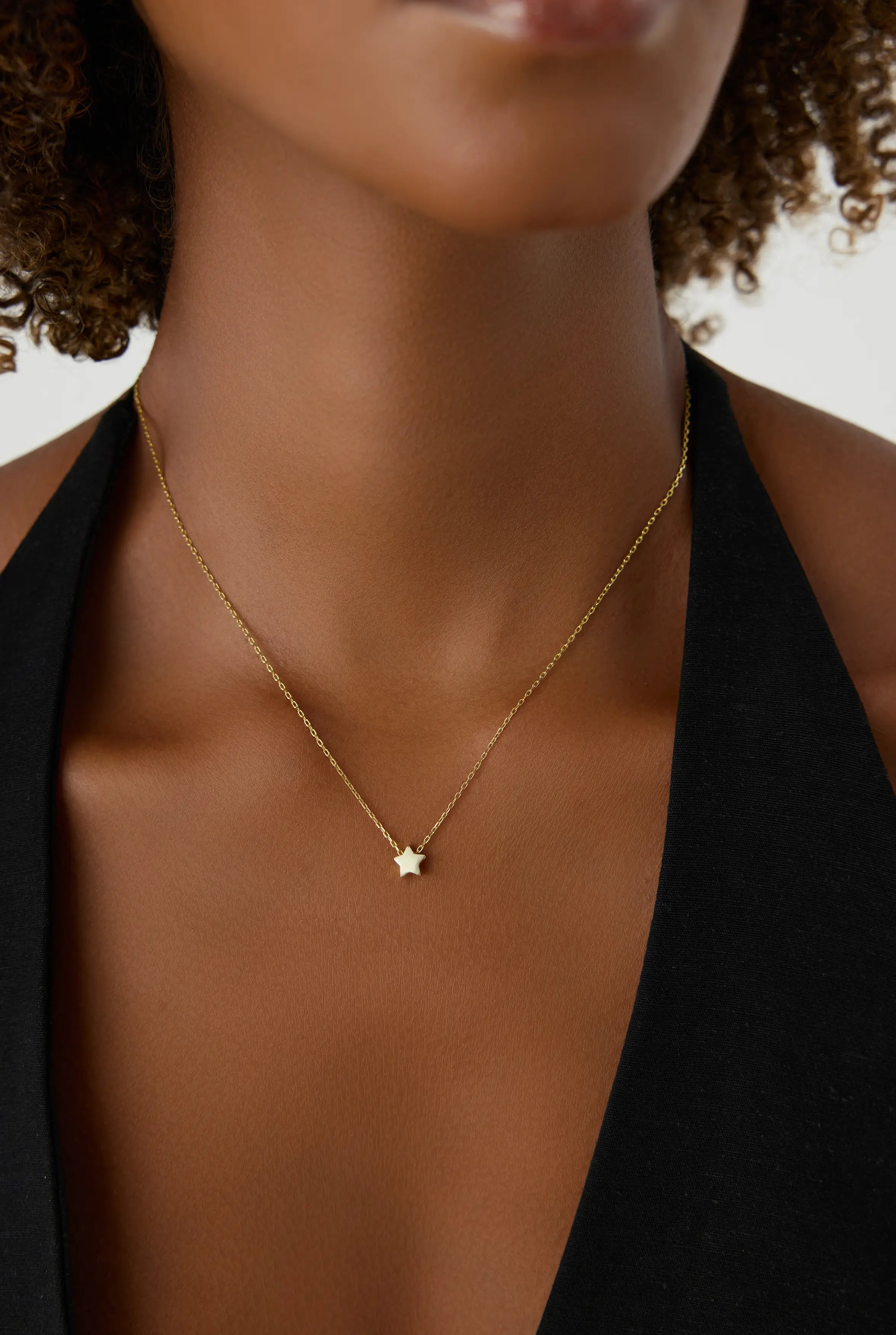 Minimalist Gold Star Necklace, 18K Gold-Plated Sterling Silver Celestial-Inspired Jewelry