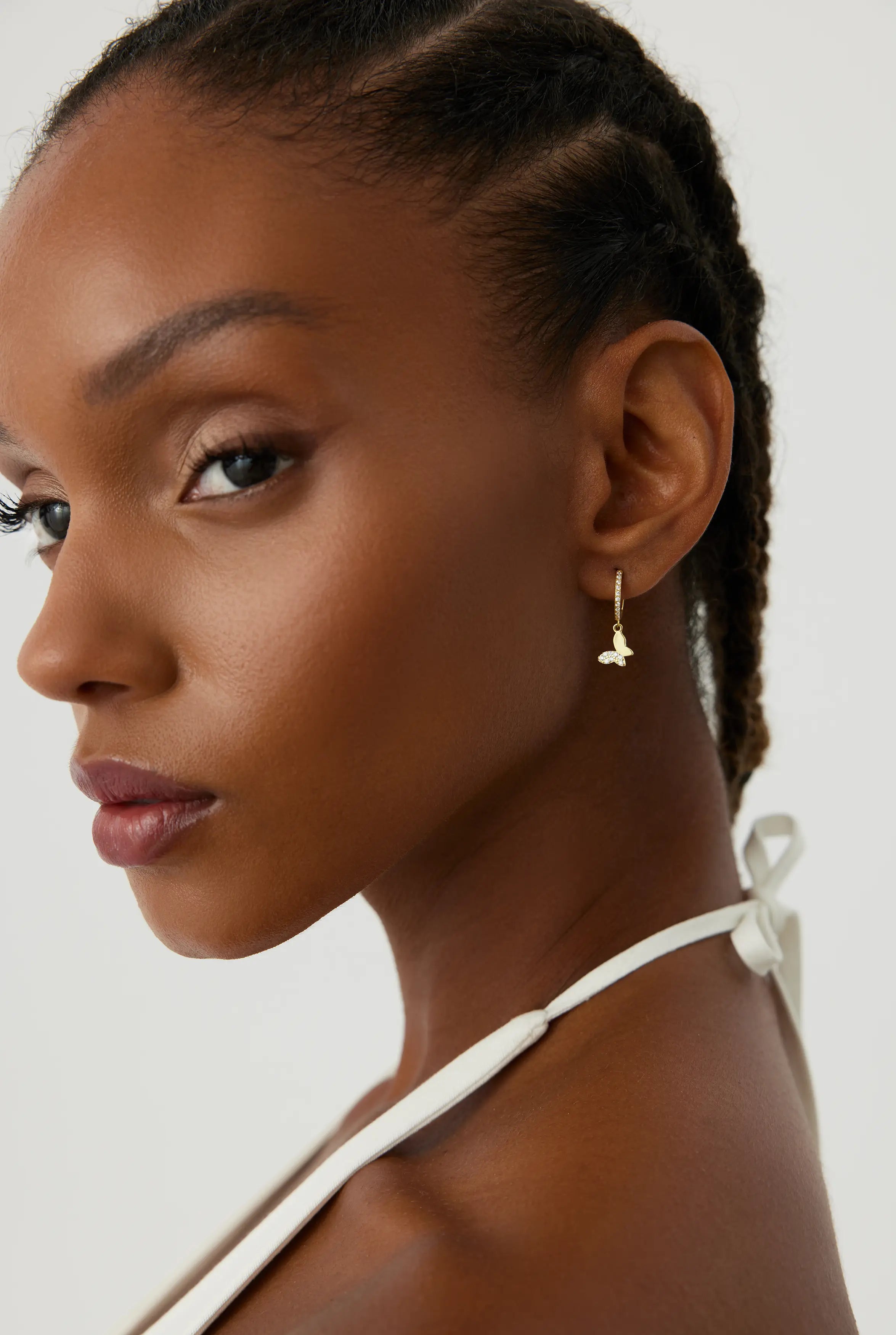 Dainty Butterfly Hoop Earrings – 18K Gold-Plated with CZ Stones