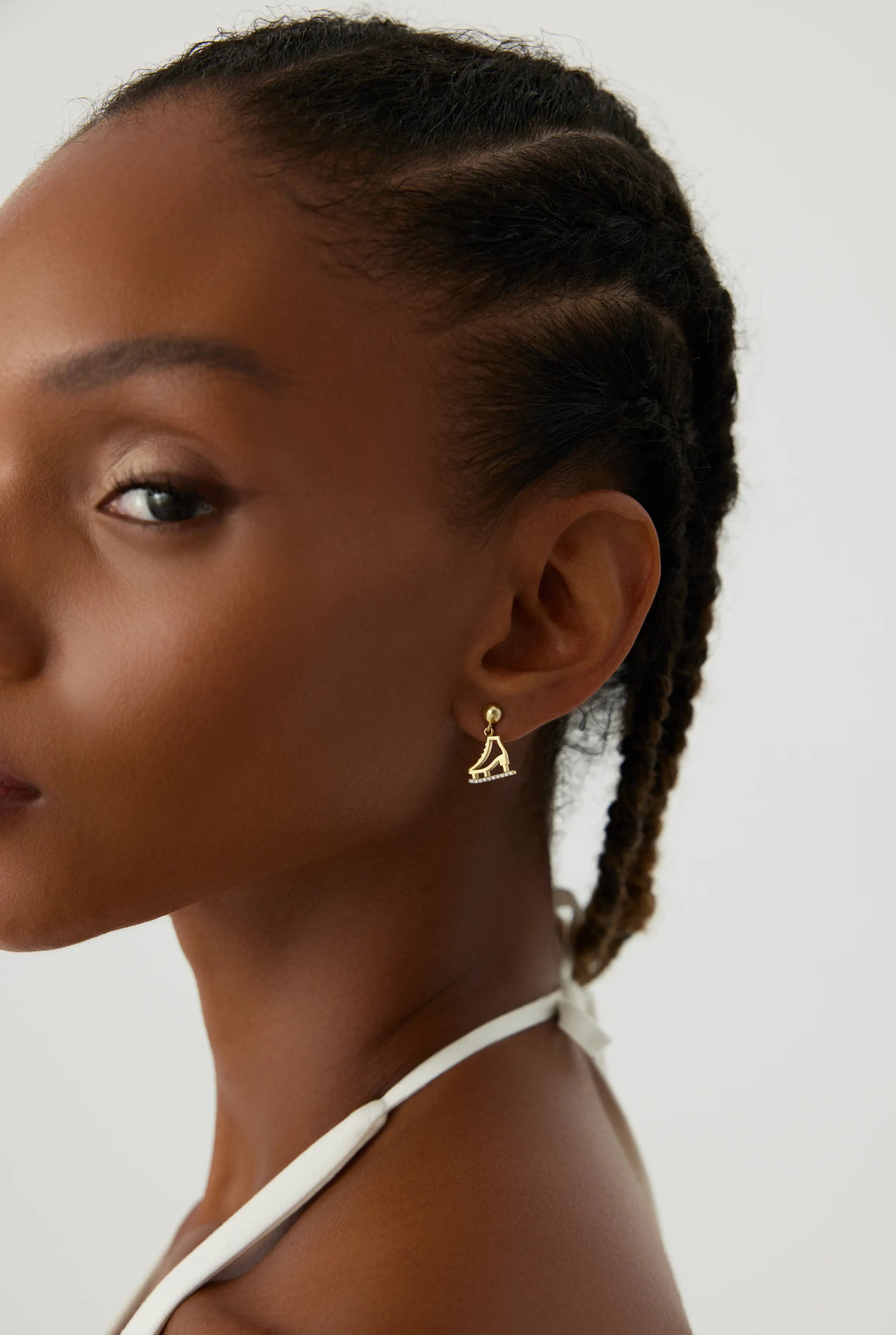 Ice Skate Drop Earrings – 18K Gold-Plated Sterling Silver with Sparkling Accents KP-052-BA