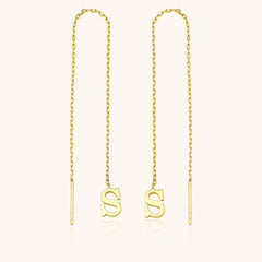 Gold Initial Threader Earrings - 18K Gold-Plated Sterling Silver Personalized Earrings