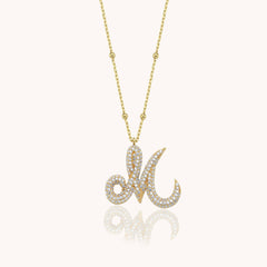 Gold Initial Necklace with Sparkling Stones - 18K Gold-Plated Personalized Pendant