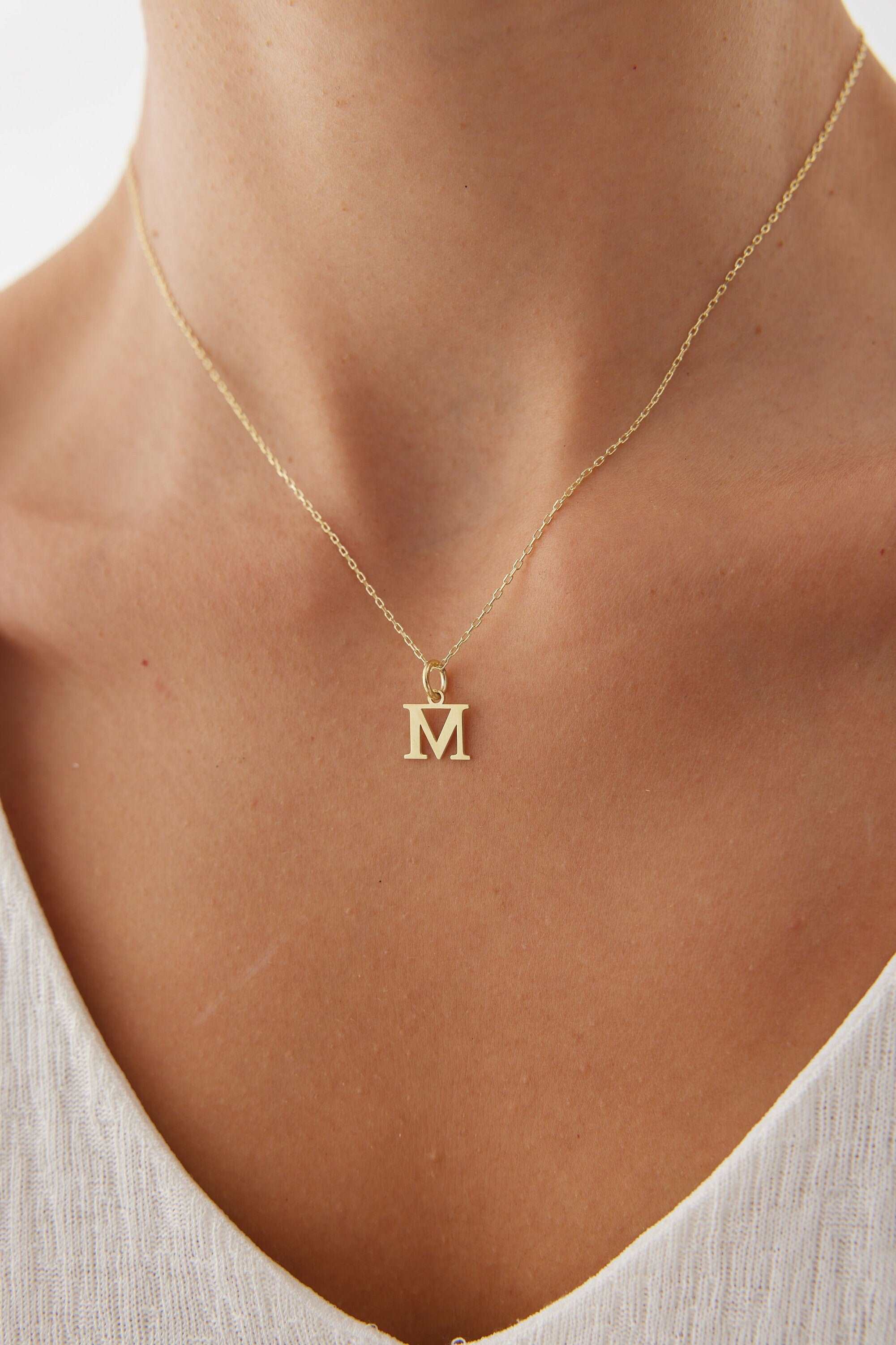 Initial Pendant Necklace - 18K Gold Plated Sterling Silver Alphabet Jewelry