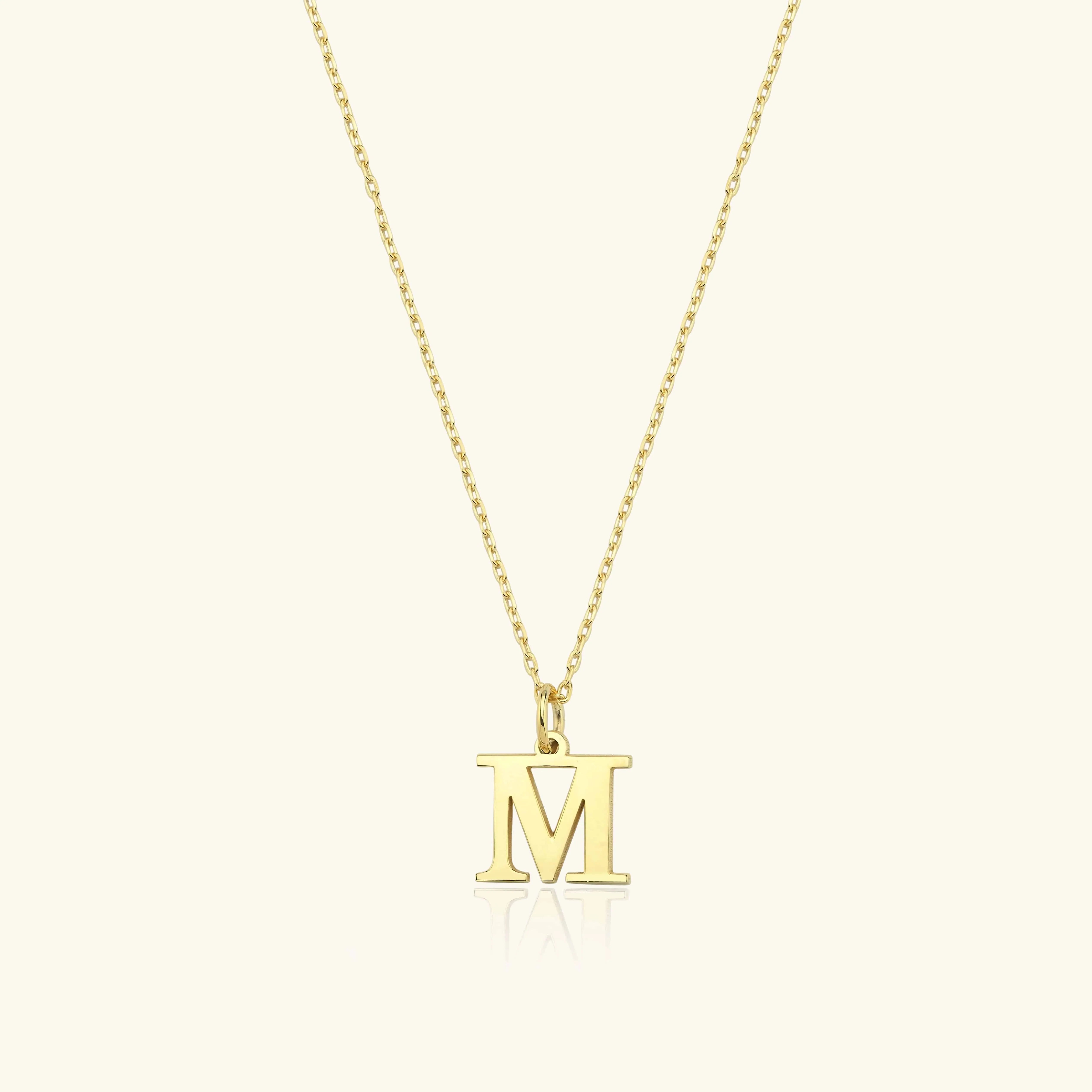 Initial Pendant Necklace - 18K Gold Plated Sterling Silver Alphabet Jewelry