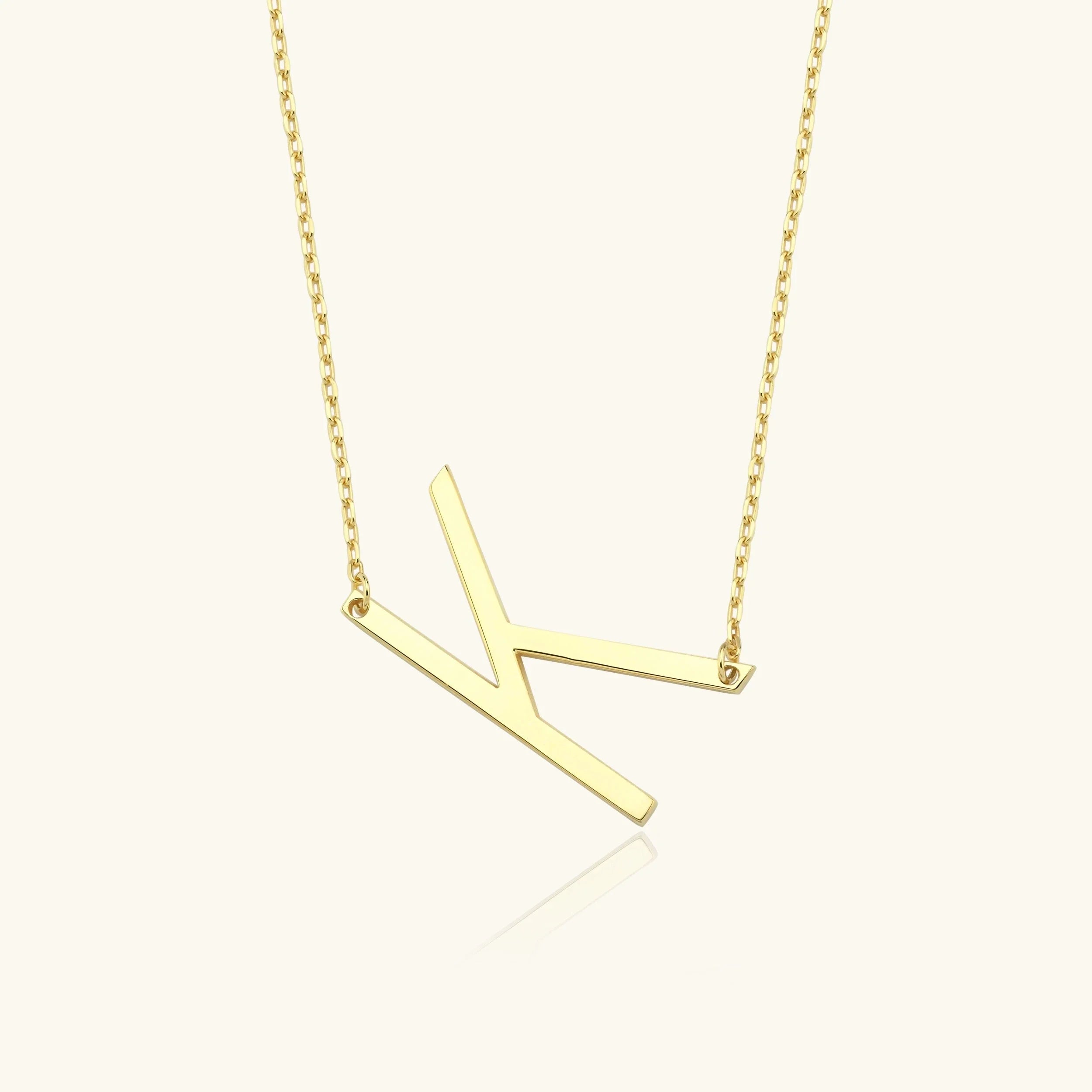 Custom Initial Large Alphabet Letter Necklace