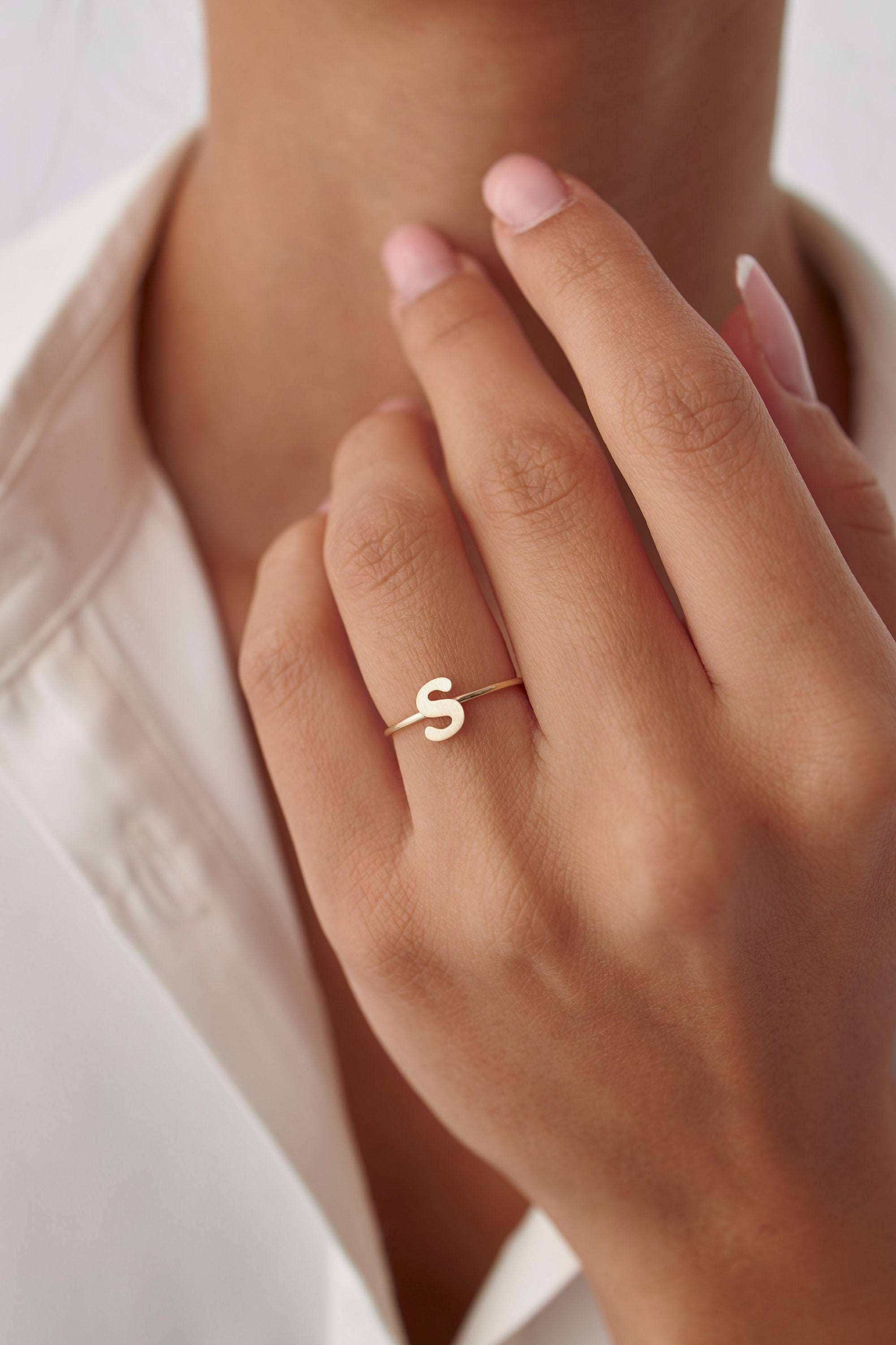 Personalized Initial Letter Ring