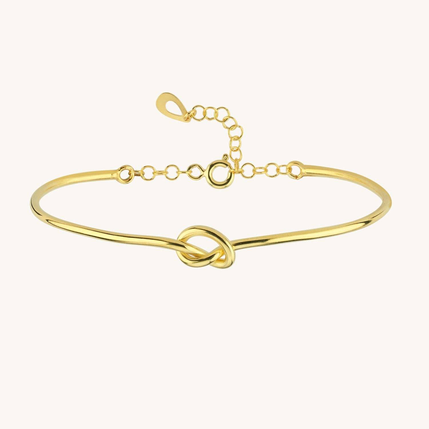 Love Knot Bangle Bracelet, 18K Gold-Plated Sterling Silver Promise & Friendship