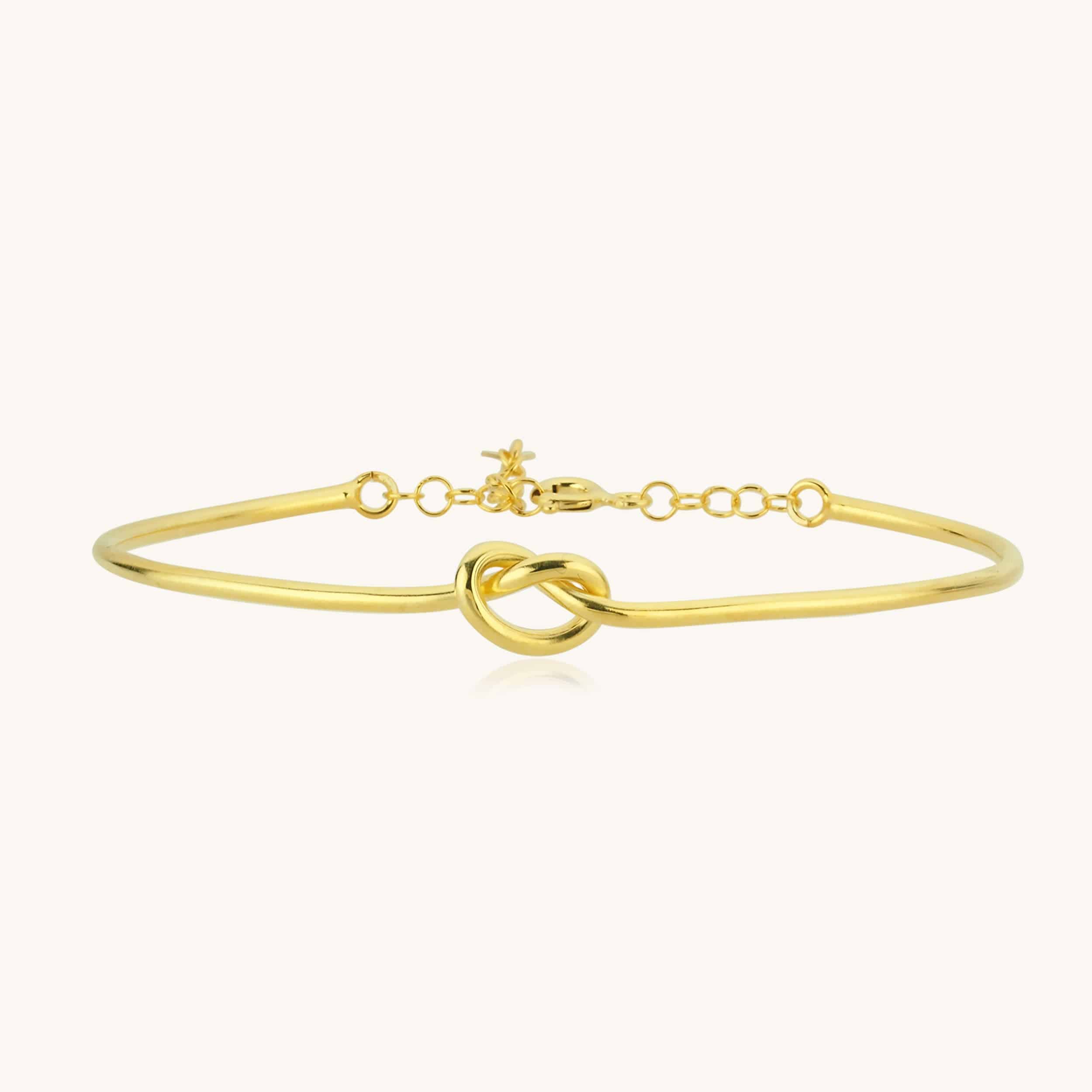 Love Knot Bangle Bracelet, 18K Gold-Plated Sterling Silver Promise & Friendship