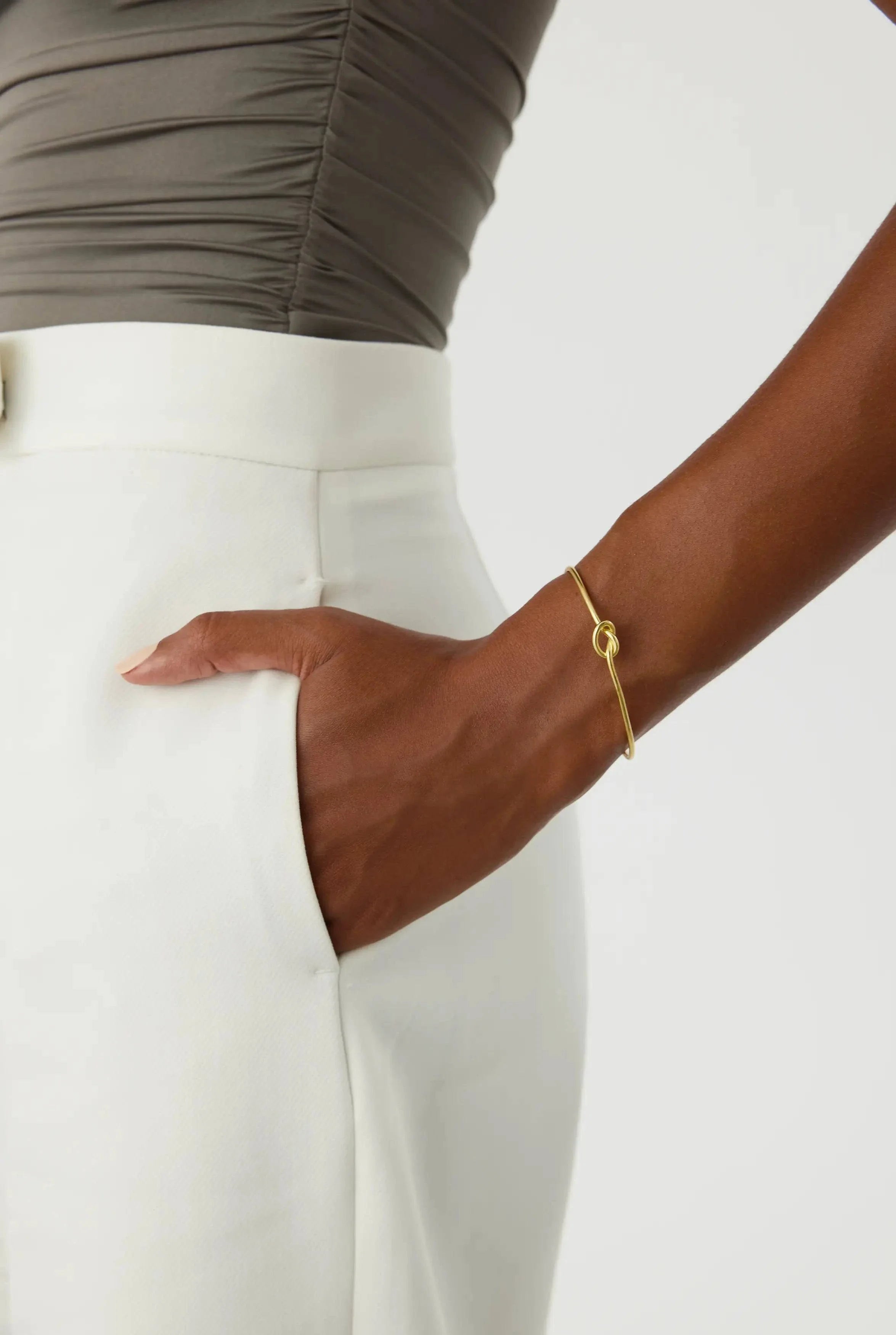 Love Knot Bangle Bracelet, 18K Gold-Plated Sterling Silver Promise & Friendship