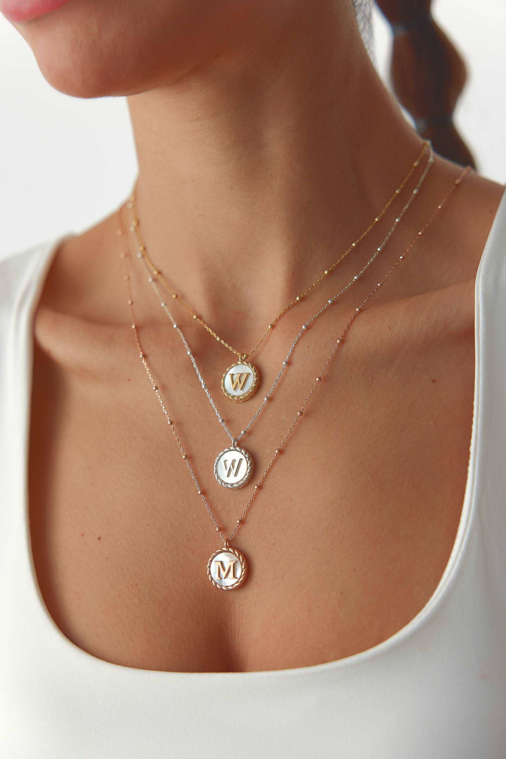 Mother of Pearl Initial Necklace, Pearl Letter Necklace, Mother Of Pearl Necklace, Custom Necklace, Silver Coin Necklace, Silver Initial Necklace, Silver Pearl Necklace