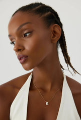 Mother of Pearl Initial Necklace – 18K Gold-Plated Sterling Silver Custom Letter Necklace