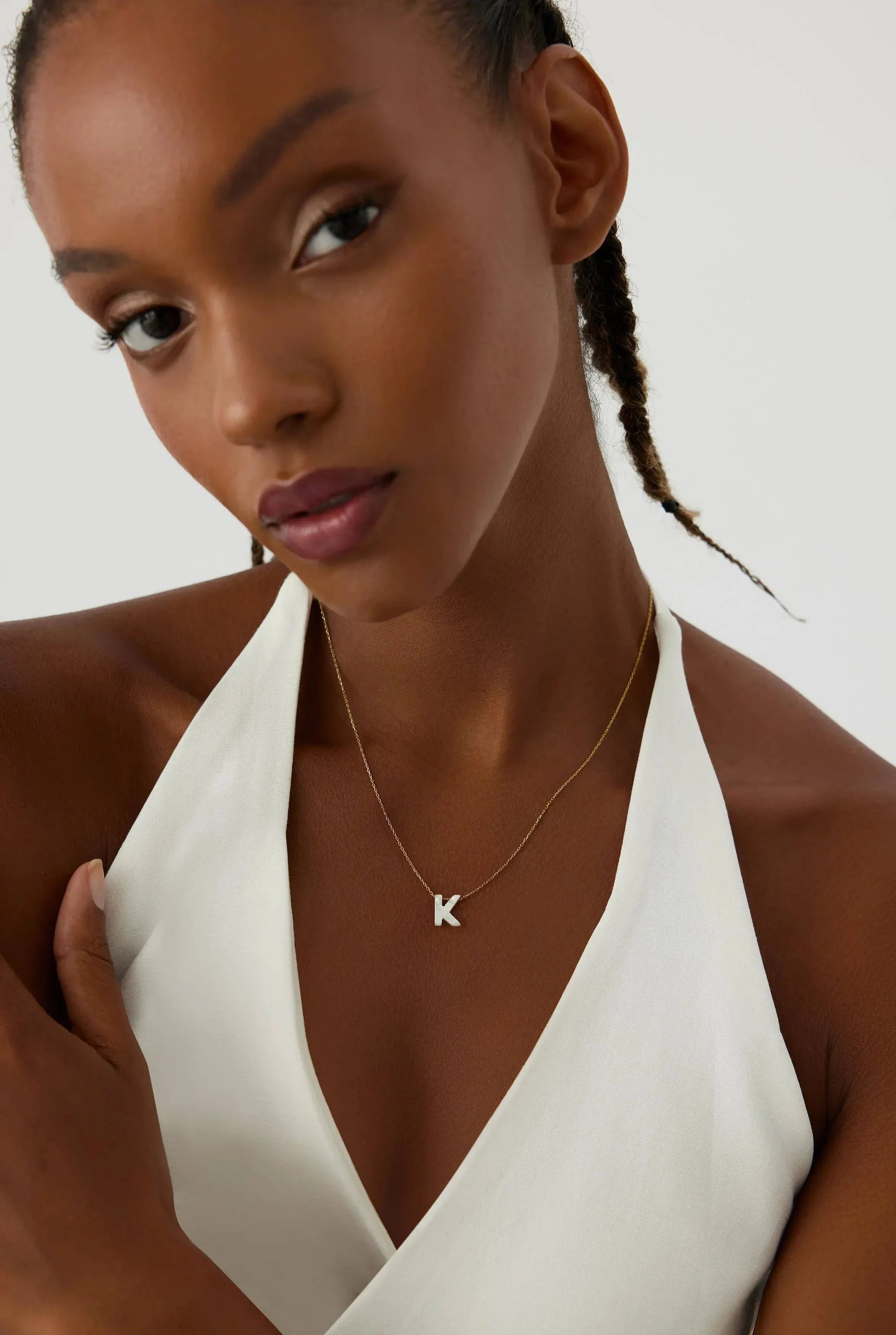 Mother of Pearl Initial Necklace – 18K Gold-Plated Sterling Silver Custom Letter Necklace
