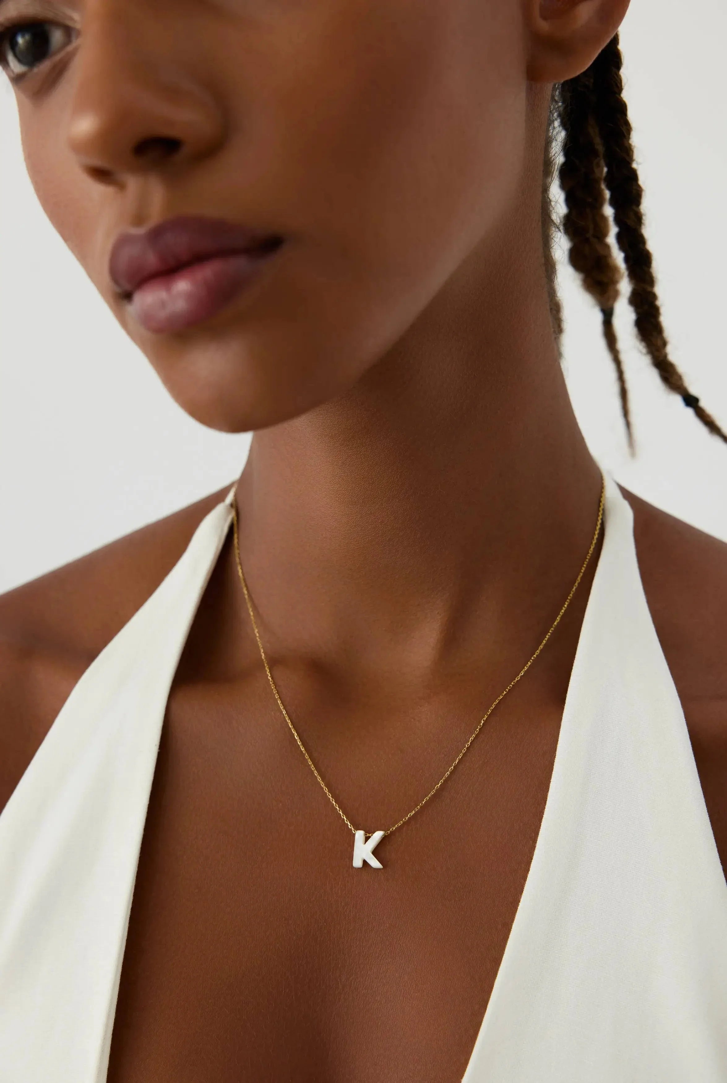 Mother of Pearl Initial Necklace – 18K Gold-Plated Sterling Silver Custom Letter Necklace