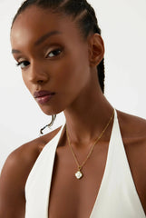 Clover Mother of Pearl Initial Pendant Necklace – 18K Gold-Plated Sterling Silver