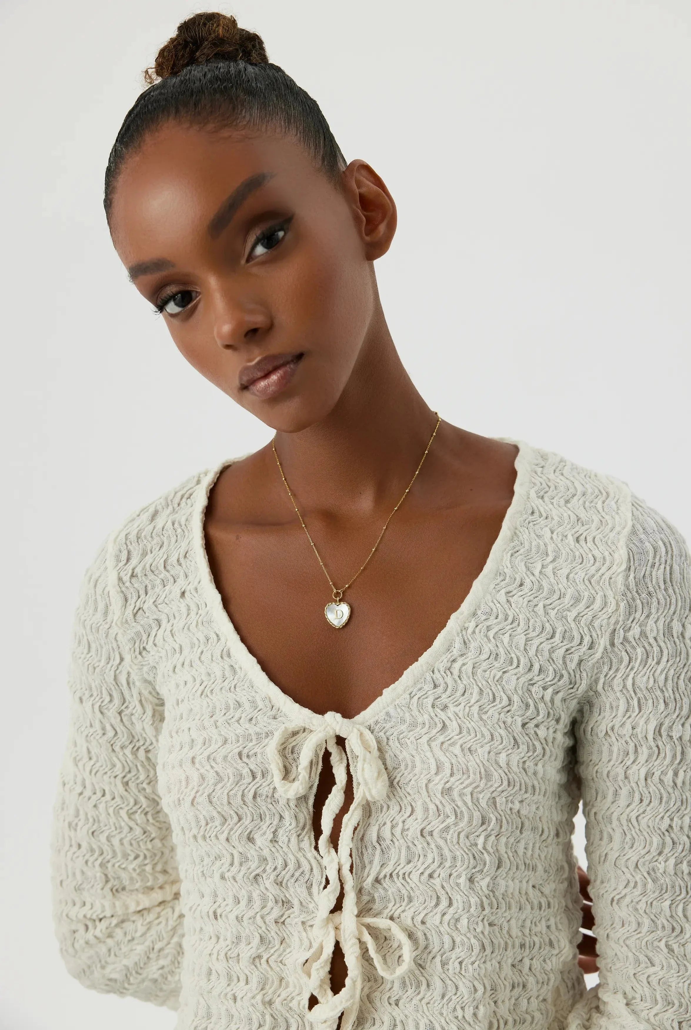 Heart Mother of Pearl Initial Necklace, Personalized 18K Gold-Plated Sterling Silver Jewelry