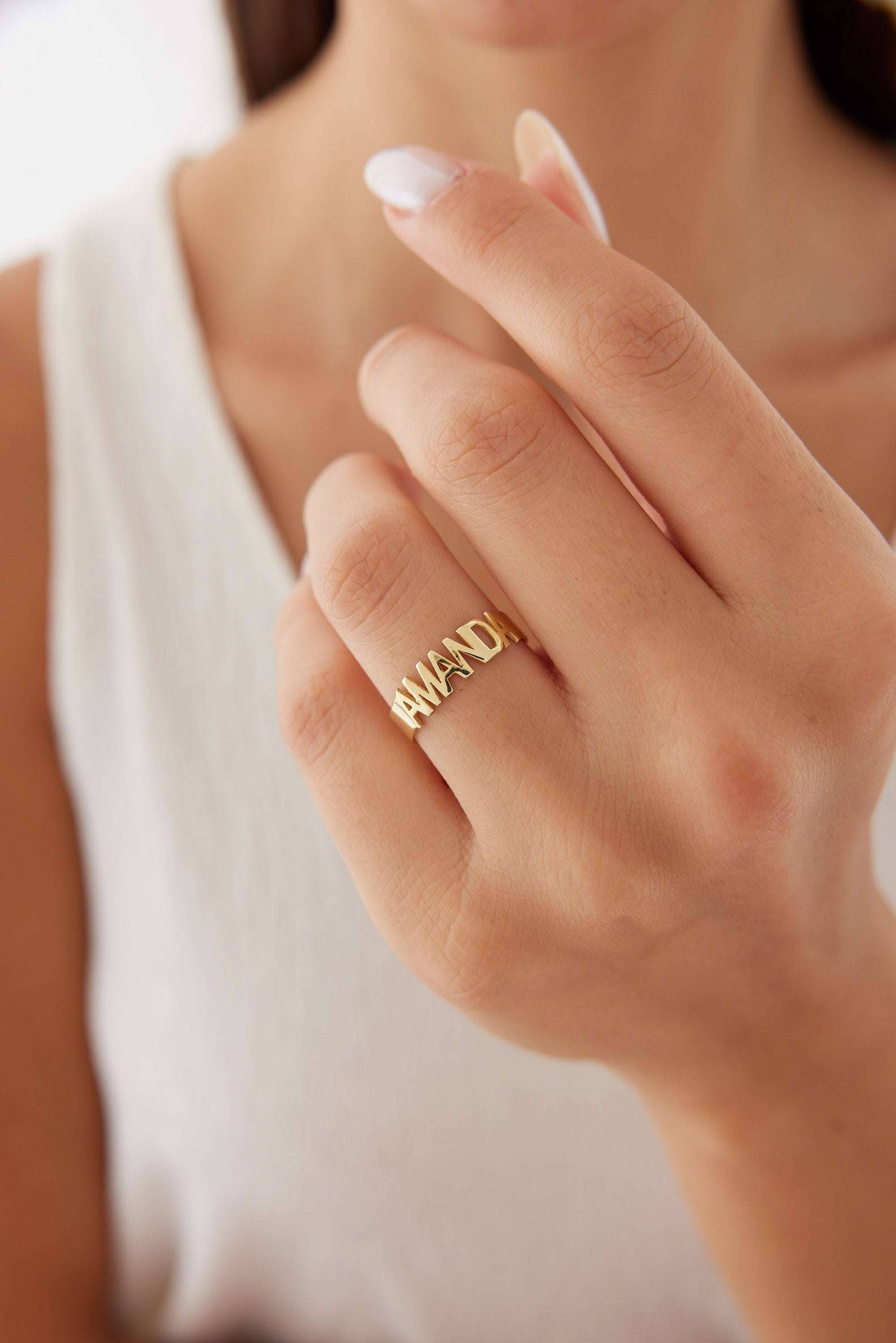 Custom Name Ring - 18K Gold-Plated Sterling Silver