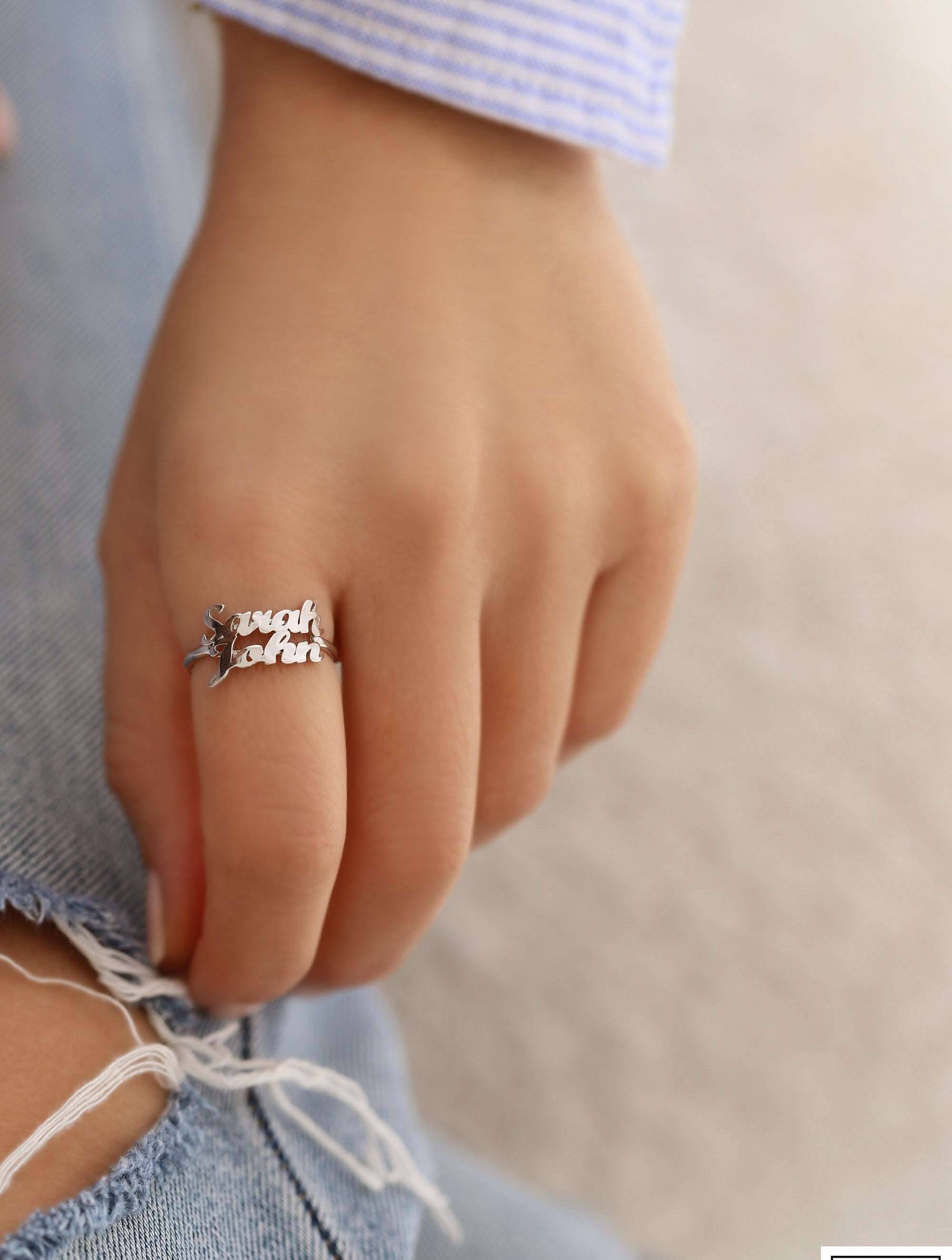 Personalized Double Name Ring - 18K Gold-Plated Sterling Silver