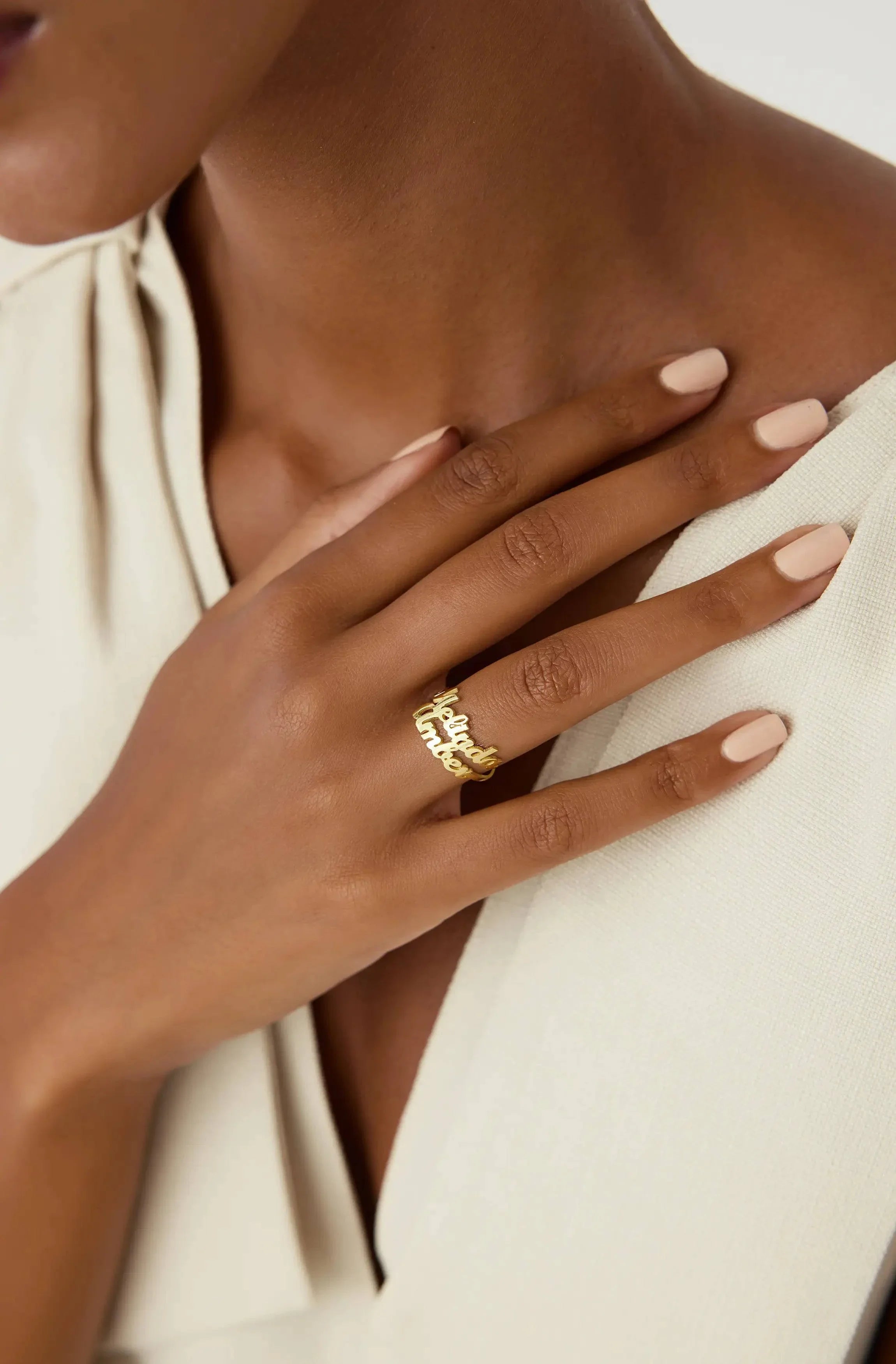 Personalized Double Name Ring - 18K Gold-Plated Sterling Silver