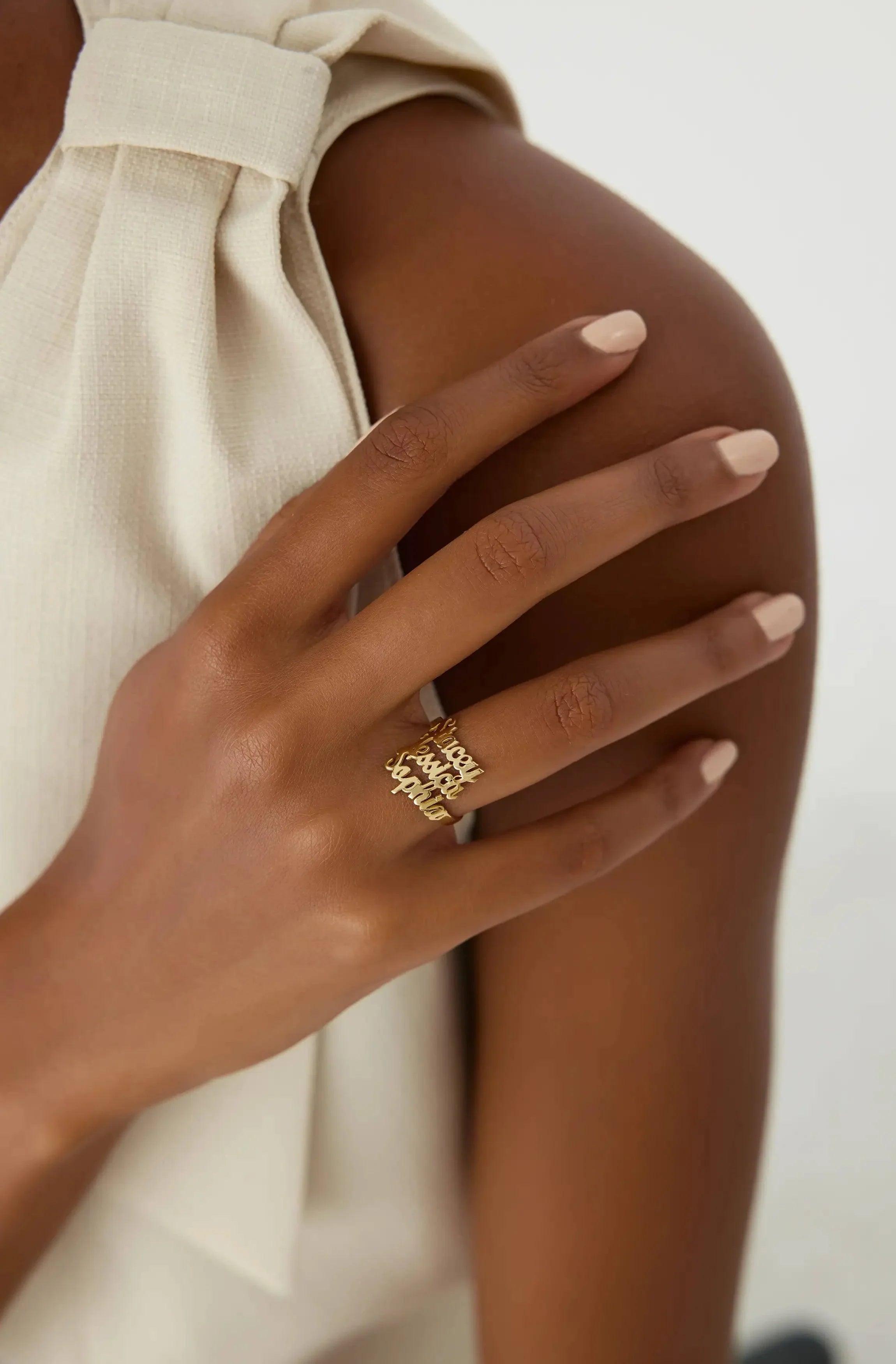 Personalized Family Name Ring - Triple Name Ring - 925K Sterling Silver for Women