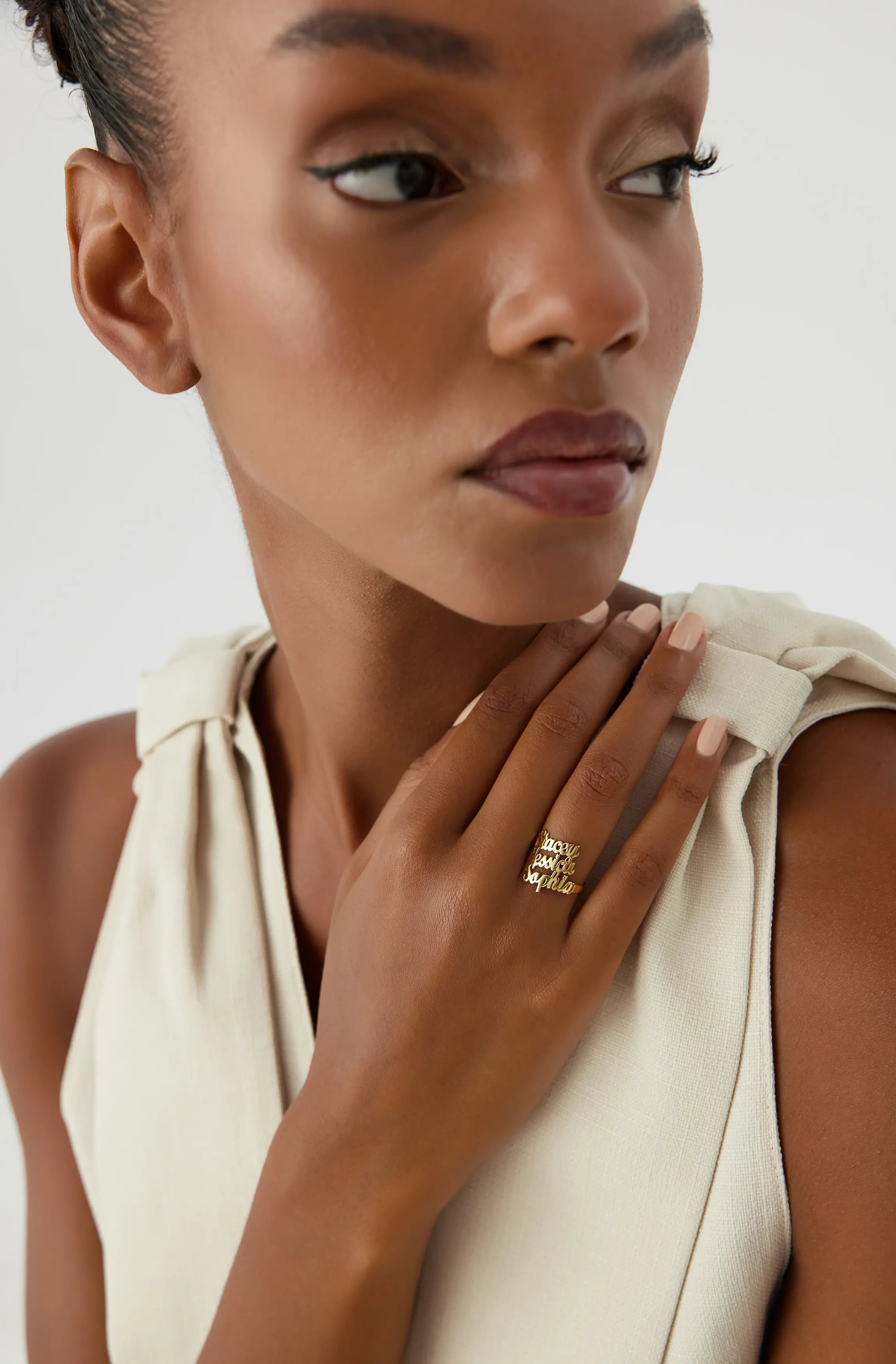 Personalized Family Name Ring - Triple Name Ring - 925K Sterling Silver for Women