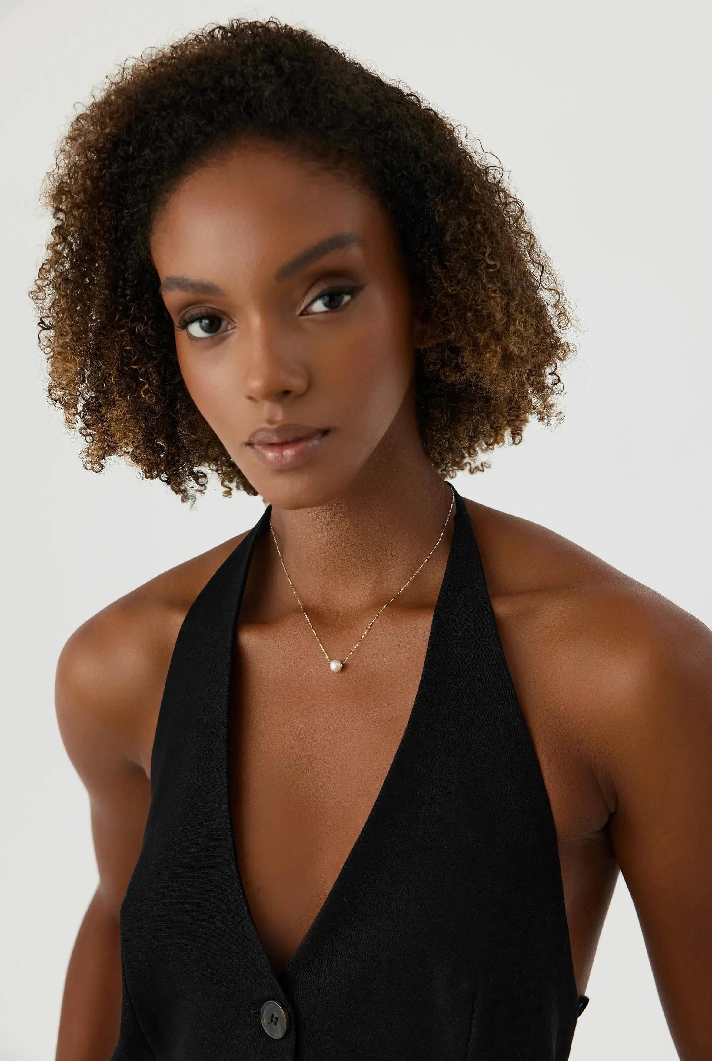 Single Pearl Necklace – 18K Gold-Plated Sterling Silver Simple Pearl Pendant Necklace