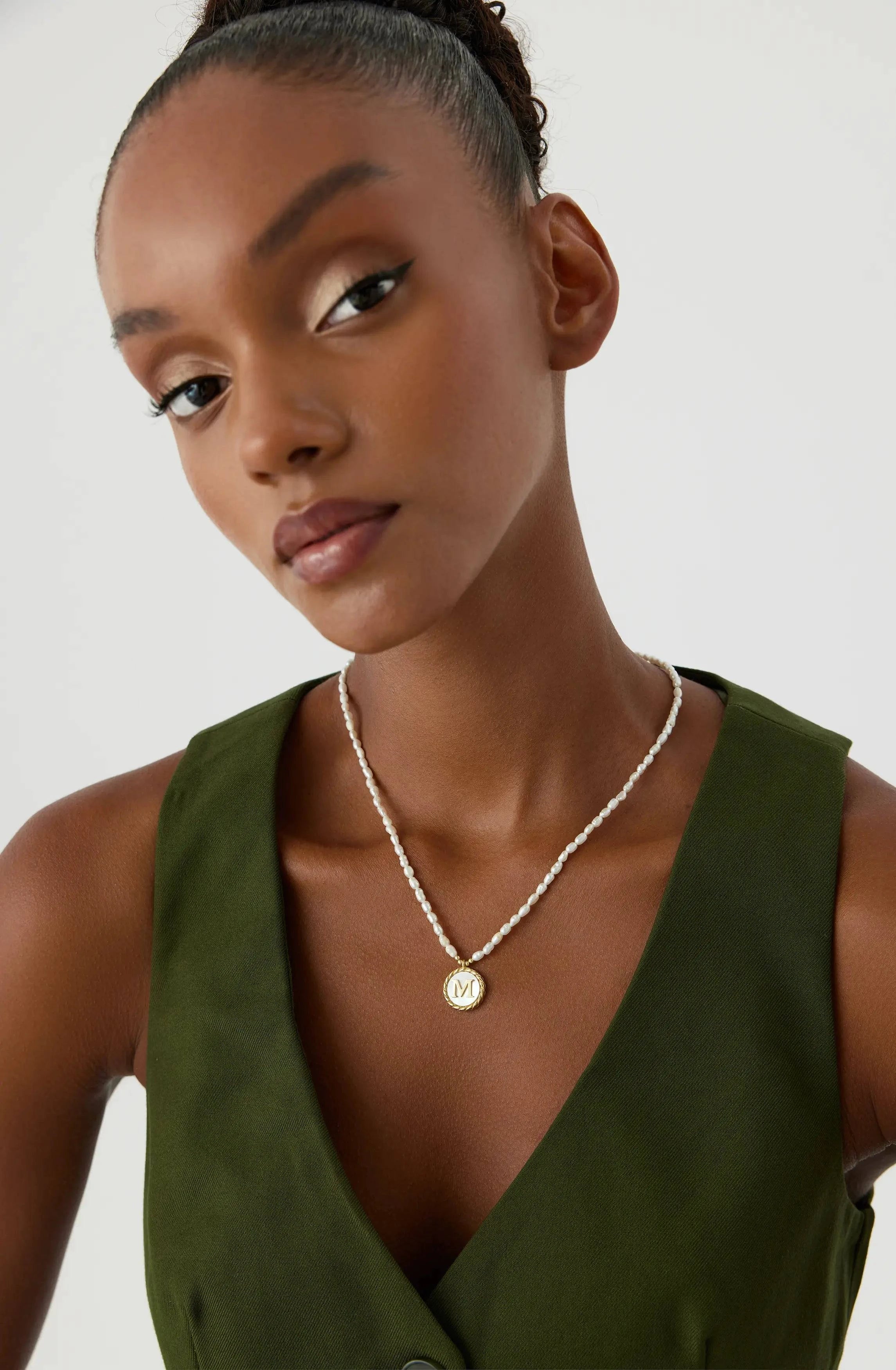 Freshwater Pearl Initial Pendant Necklace – 18K Gold-Plated Sterling Silver