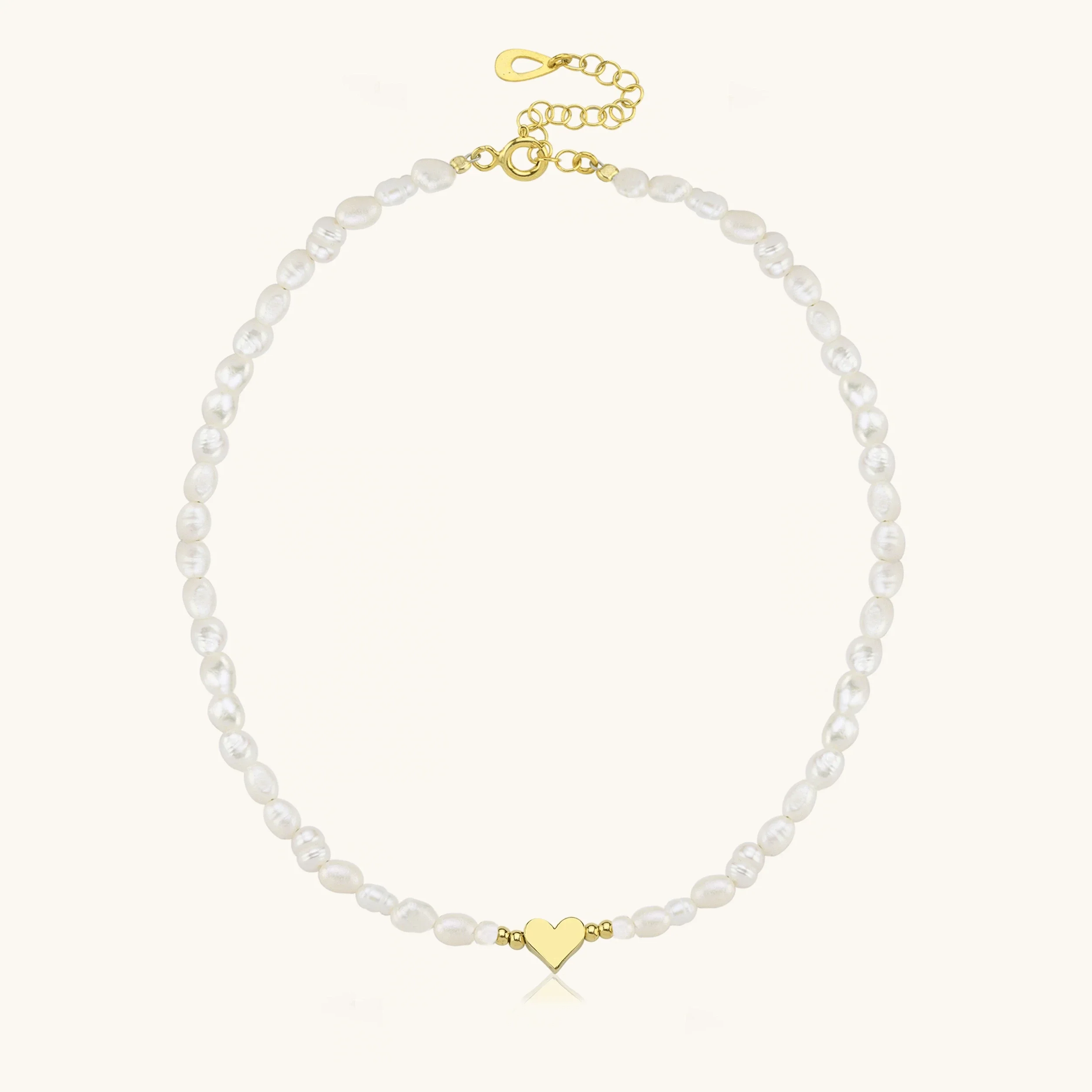 Gold Heart and Freshwater Pearl Necklace – 925K Sterling Silver Elegance