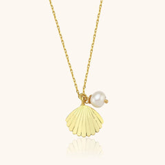 Seashell and Pearl Necklace - 18K Gold-Plated Sterling Silver