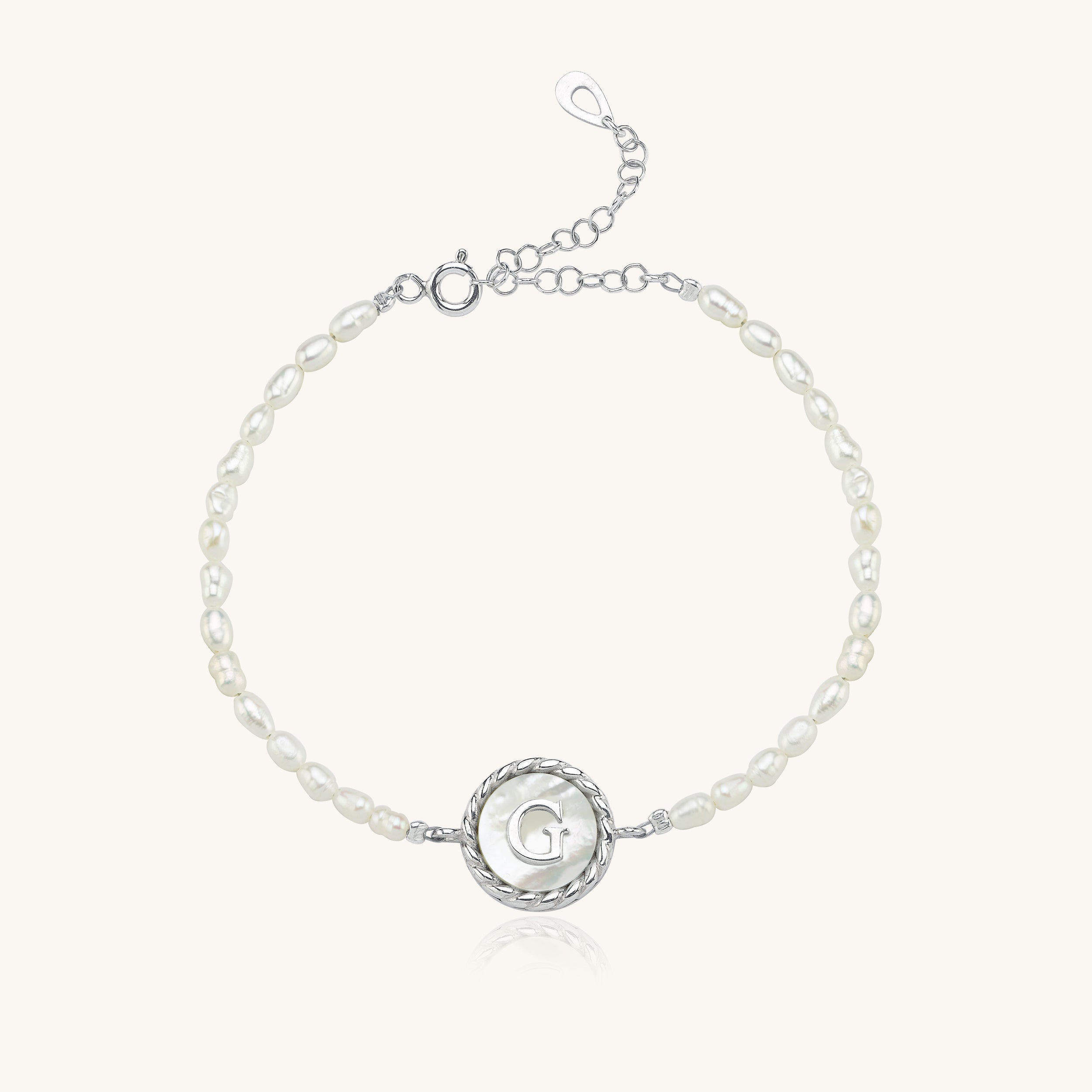 Freshwater Pearl Initial Bracelet – 18K Gold-Plated Sterling Silver