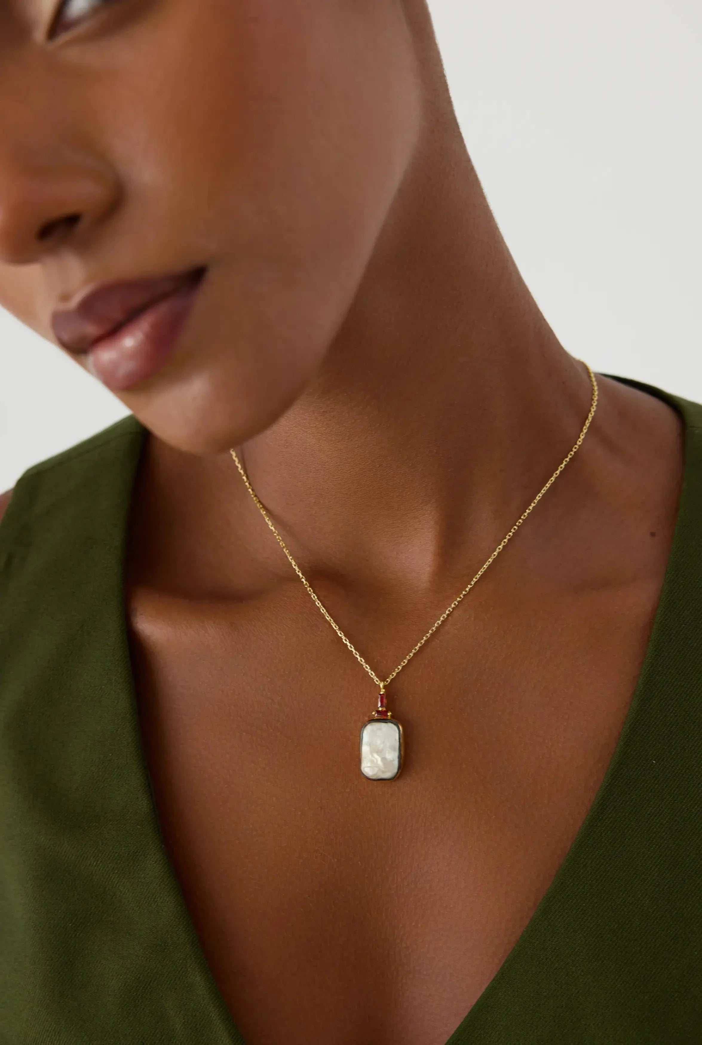 Baroque Pearl and Baguette Diamond Pendant Necklace