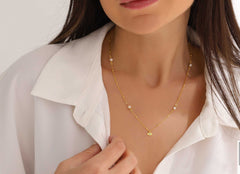 Minimalist Handmade Evil Eye Pearl Chain Necklace