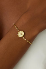 Compass Star Bracelet – 18K Gold-Plated Sterling Silver Chain Bracelet