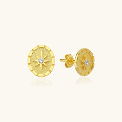 Compass Star Stud Earrings – 18K Gold-Plated Sterling Silver